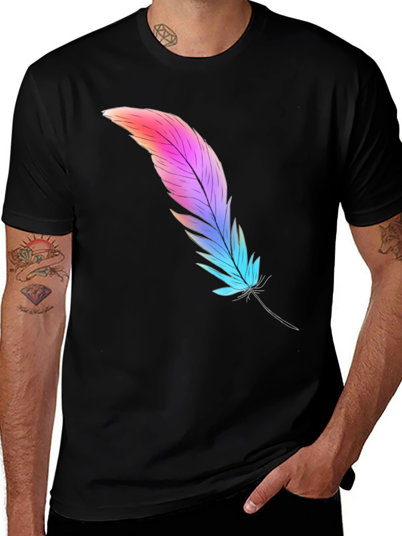 Variant 27 of Feather Graphic Tee - Soft Cotton Blend