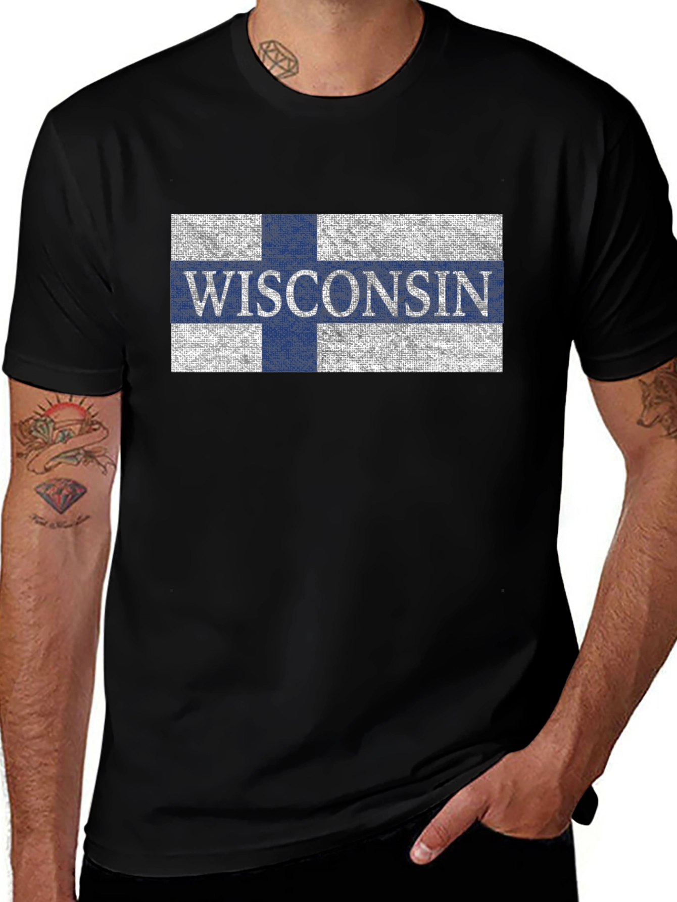 Variant 28 of Wisconsin Flag Graphic Print T-Shirt