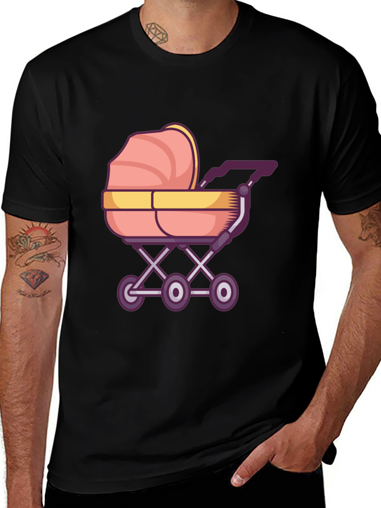 Variant 23 of Cute Baby Carriage T-Shirt - Black
