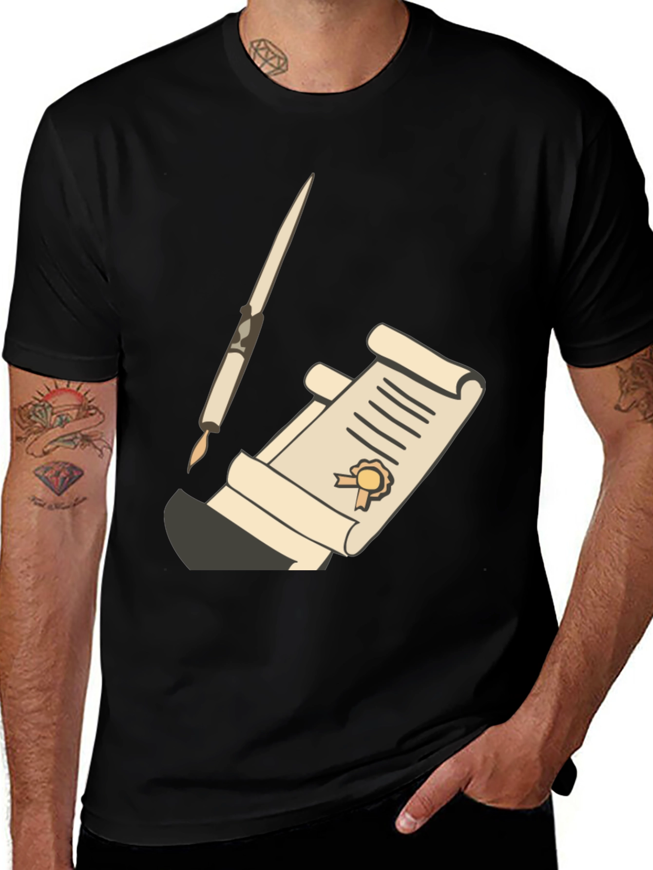 Variant 5 of Quill & Scroll Graphic Tee - Classic Writer's Style