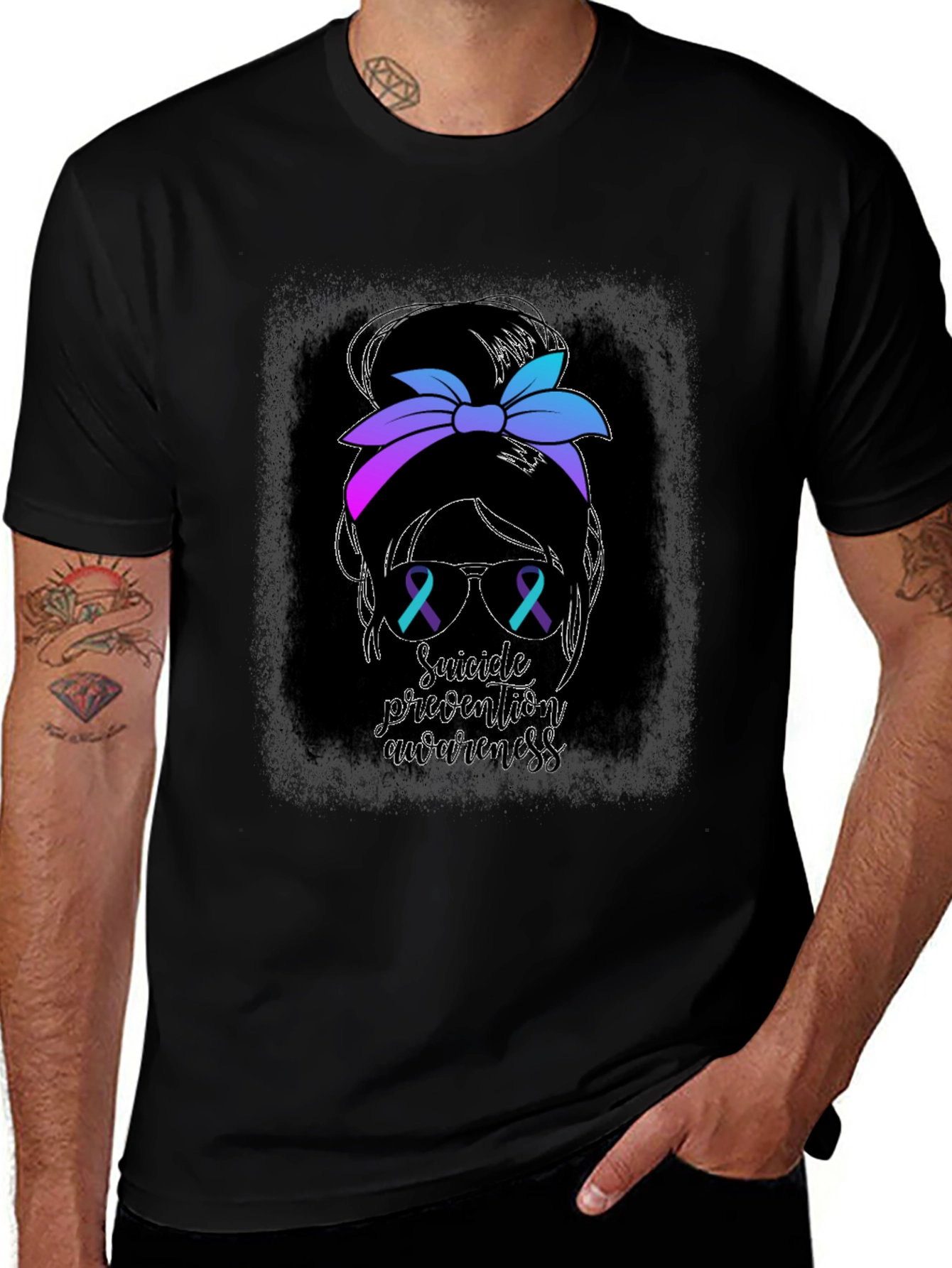 Variant 4 of Suicide Prevention Messy Bun T-Shirt