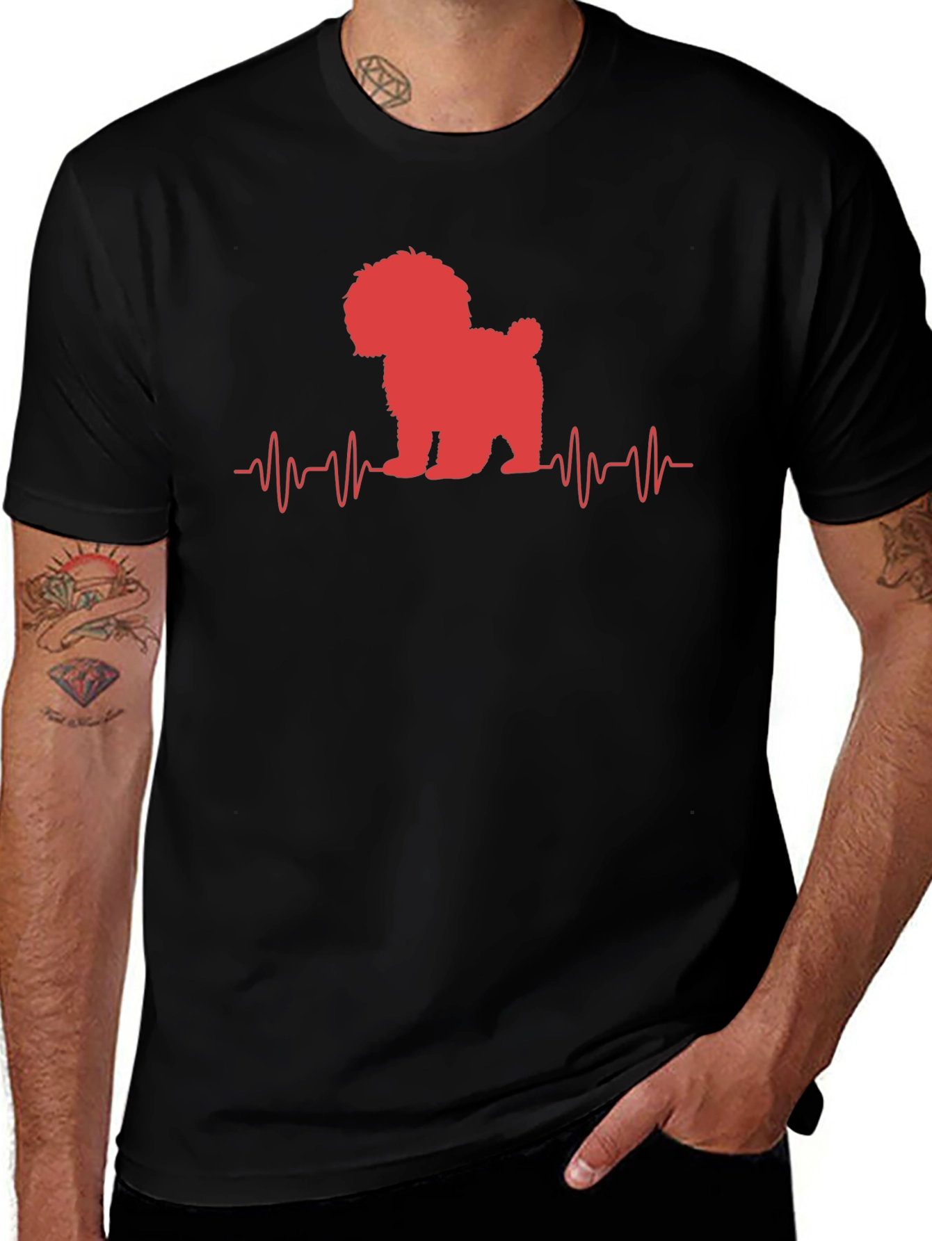 Variant 28 of Dog Heartbeat Graphic Tee - Stylish Comfort