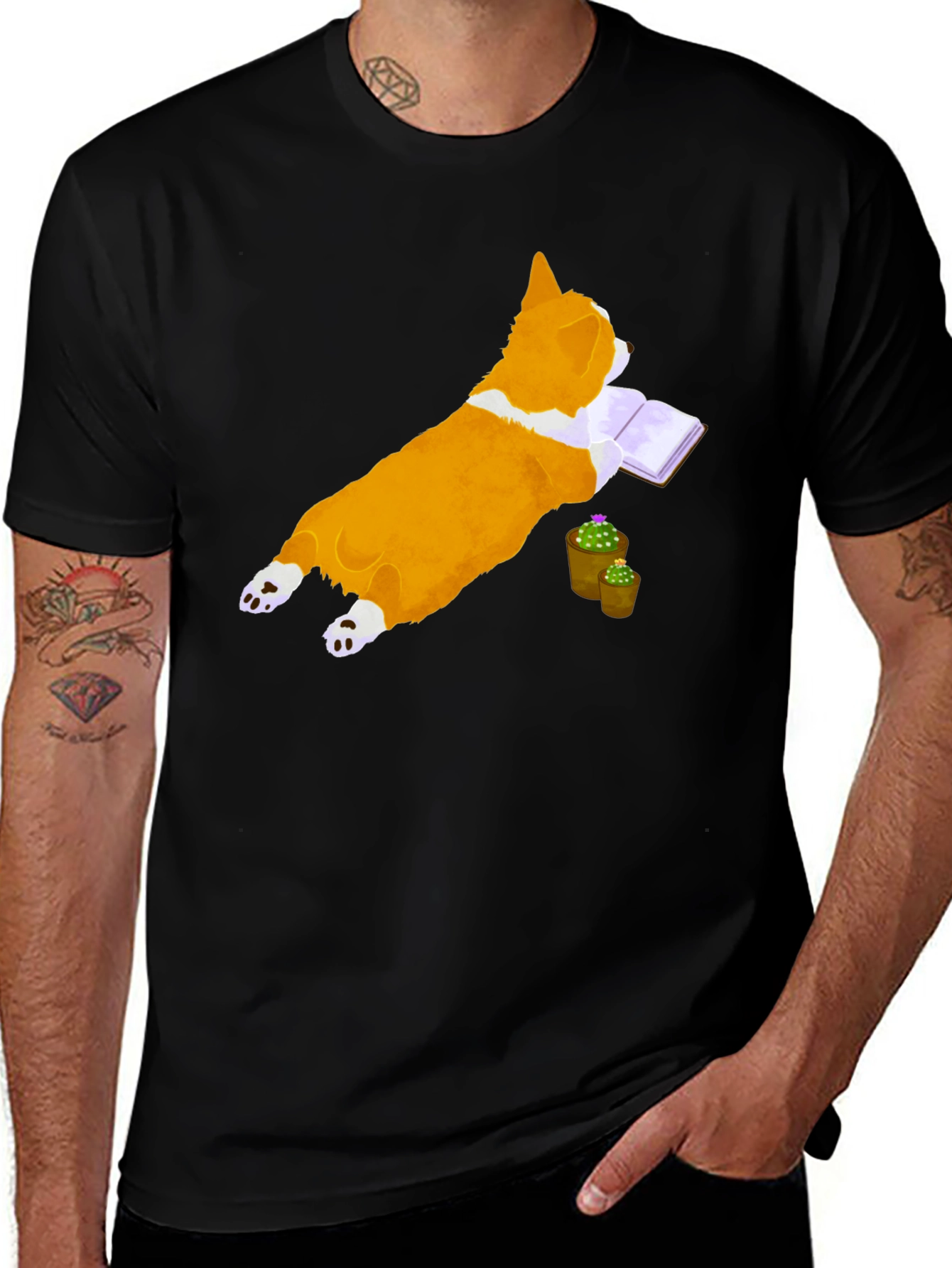 Variant 27 of Corgi Reading Book T-Shirt - Cute Dog Tee