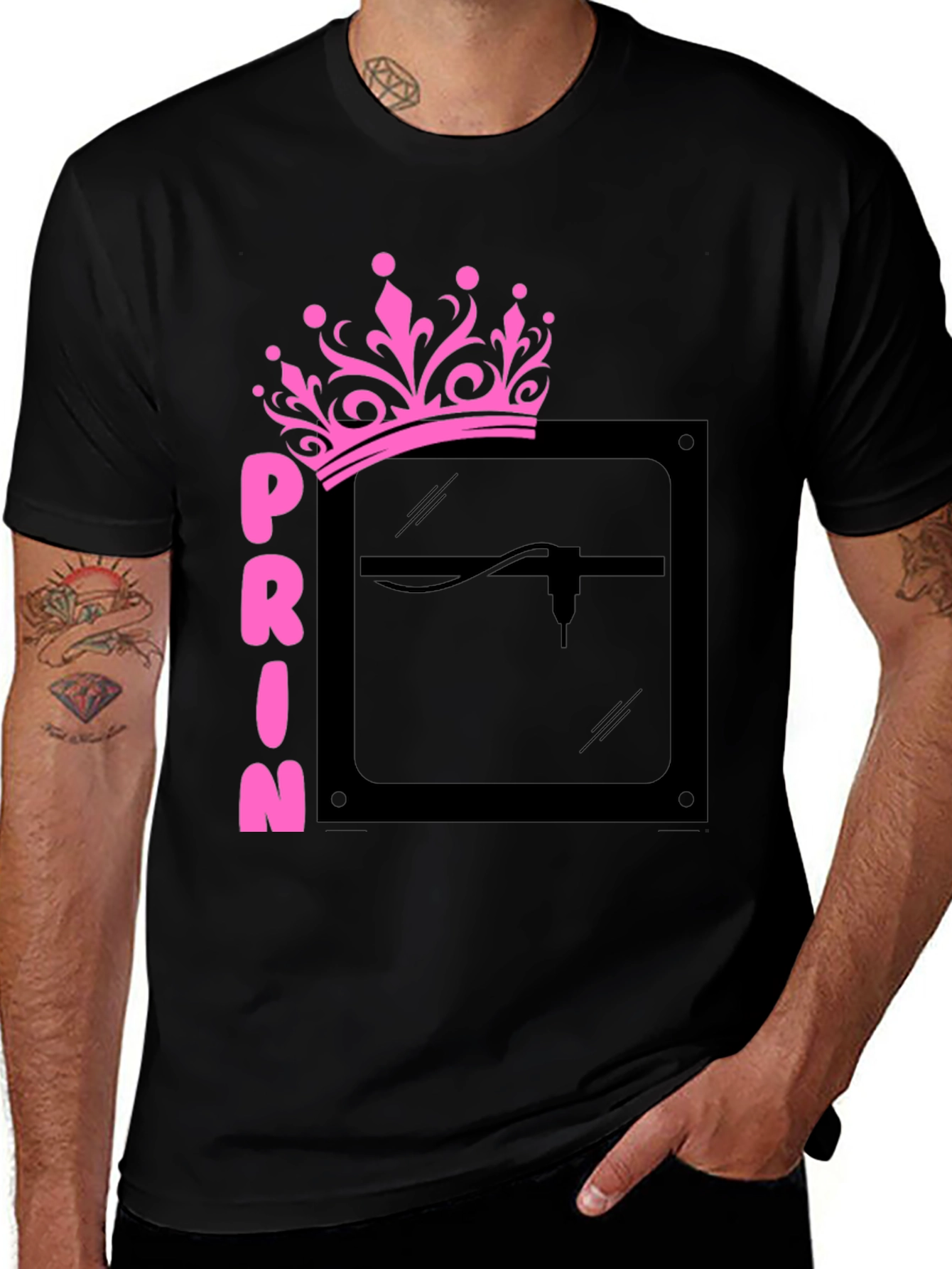 Variant 28 of Princess Laser Engraver Black Graphic Tee