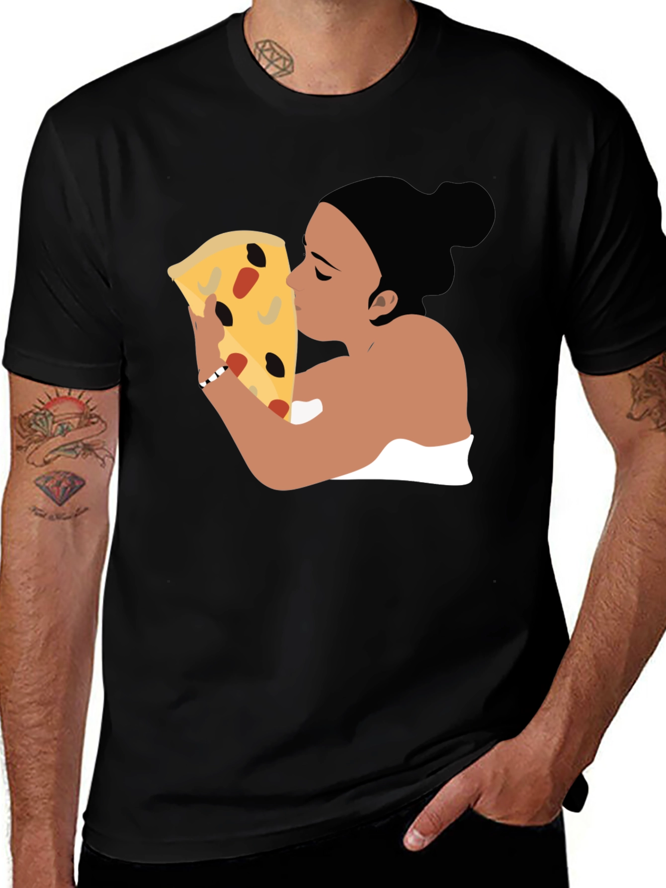 Variant 26 of Pizza Lover Graphic Tee - Black
