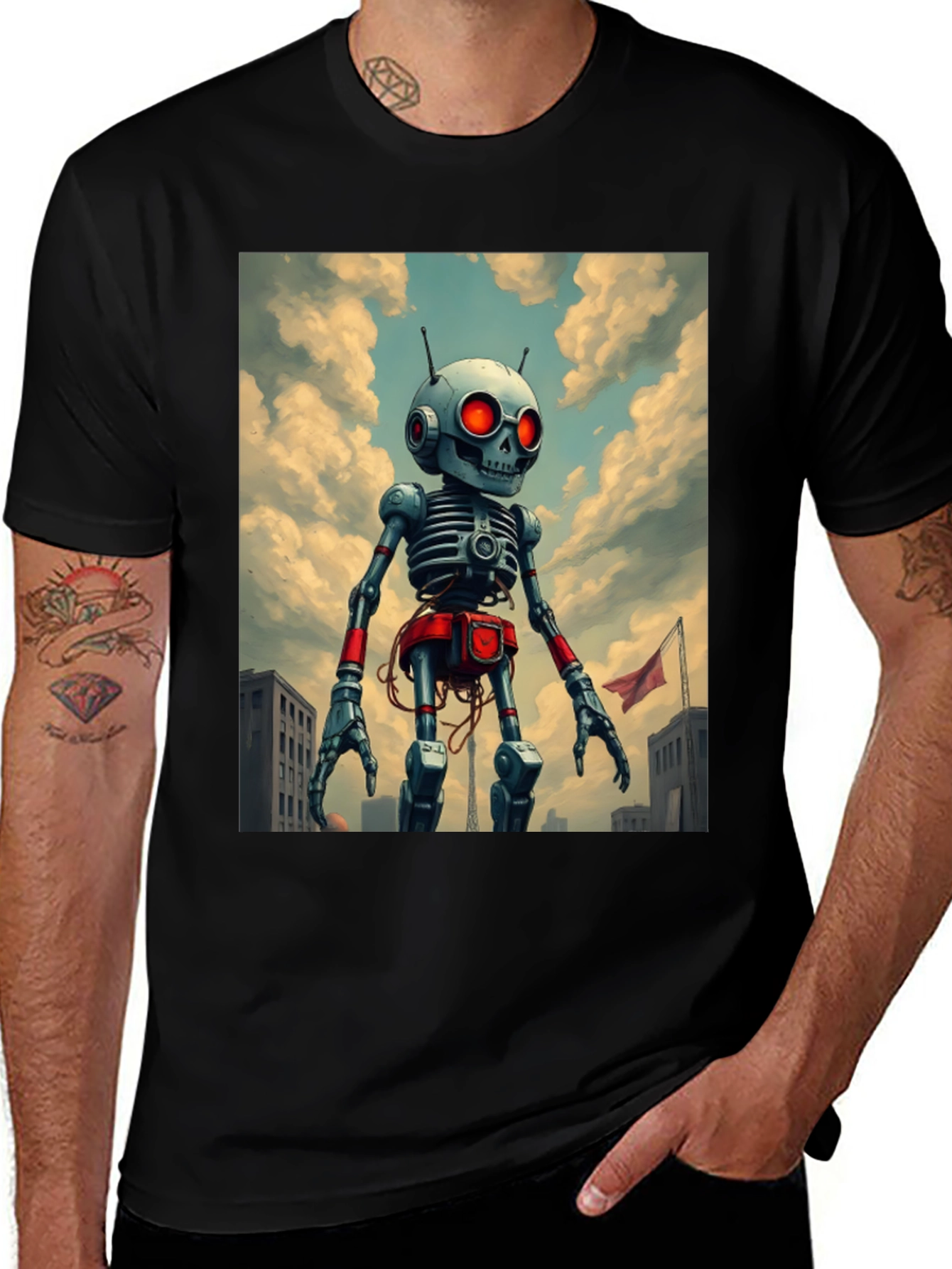 Variant 17 of Robot Skeleton Art Graphic T-Shirt