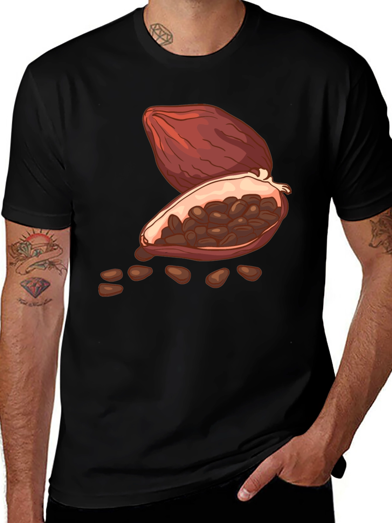 Variant 28 of Cocoa Bean Graphic Tee - Unisex Black T-Shirt