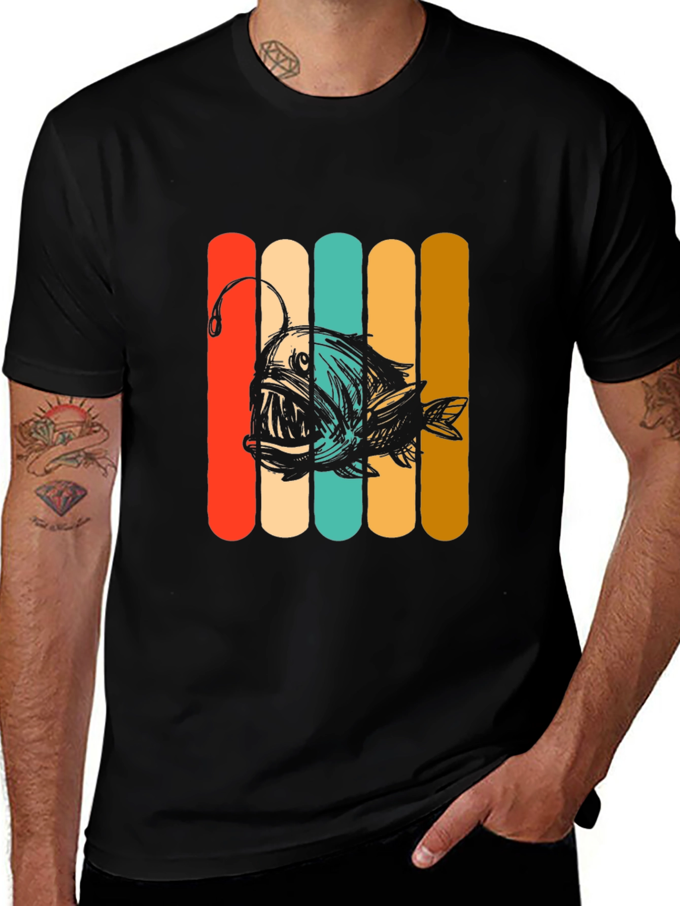 Angler Fish Retro Style Graphic T-Shirt