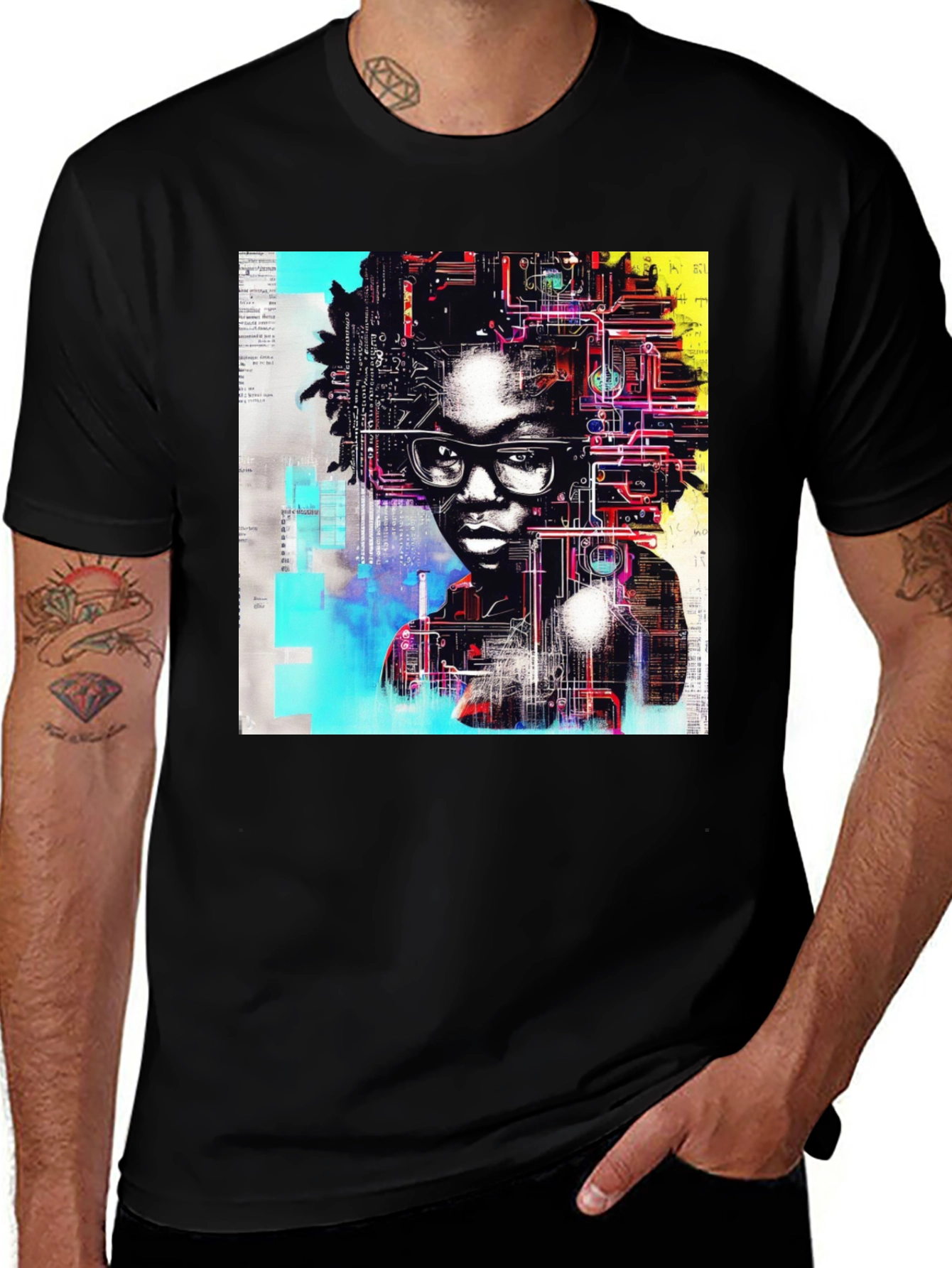 Variant 7 of Tech Mind T-Shirt - Abstract AI Portrait Tee