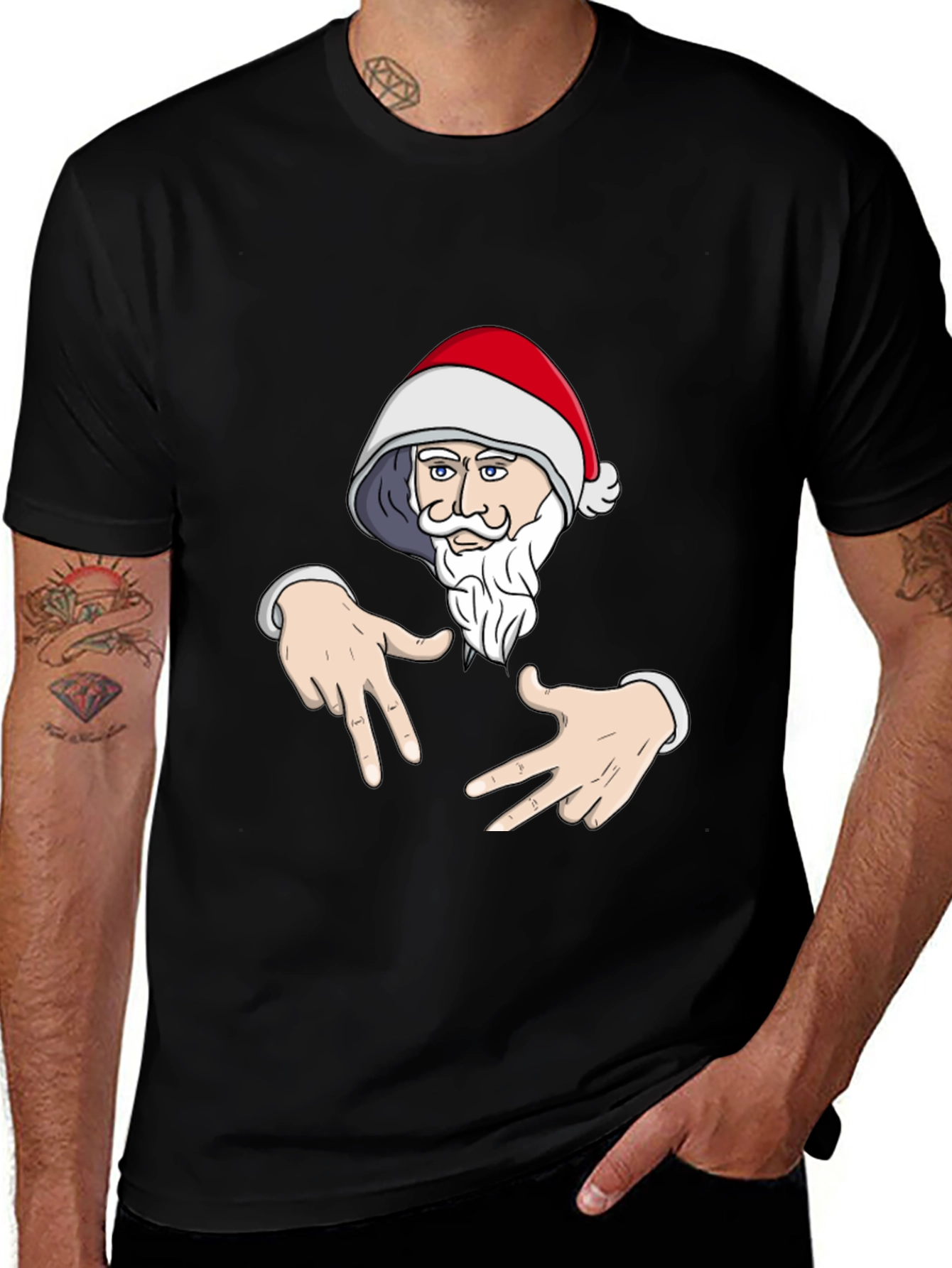 Variant 8 of Santa Claus Gangsta T-Shirt Black