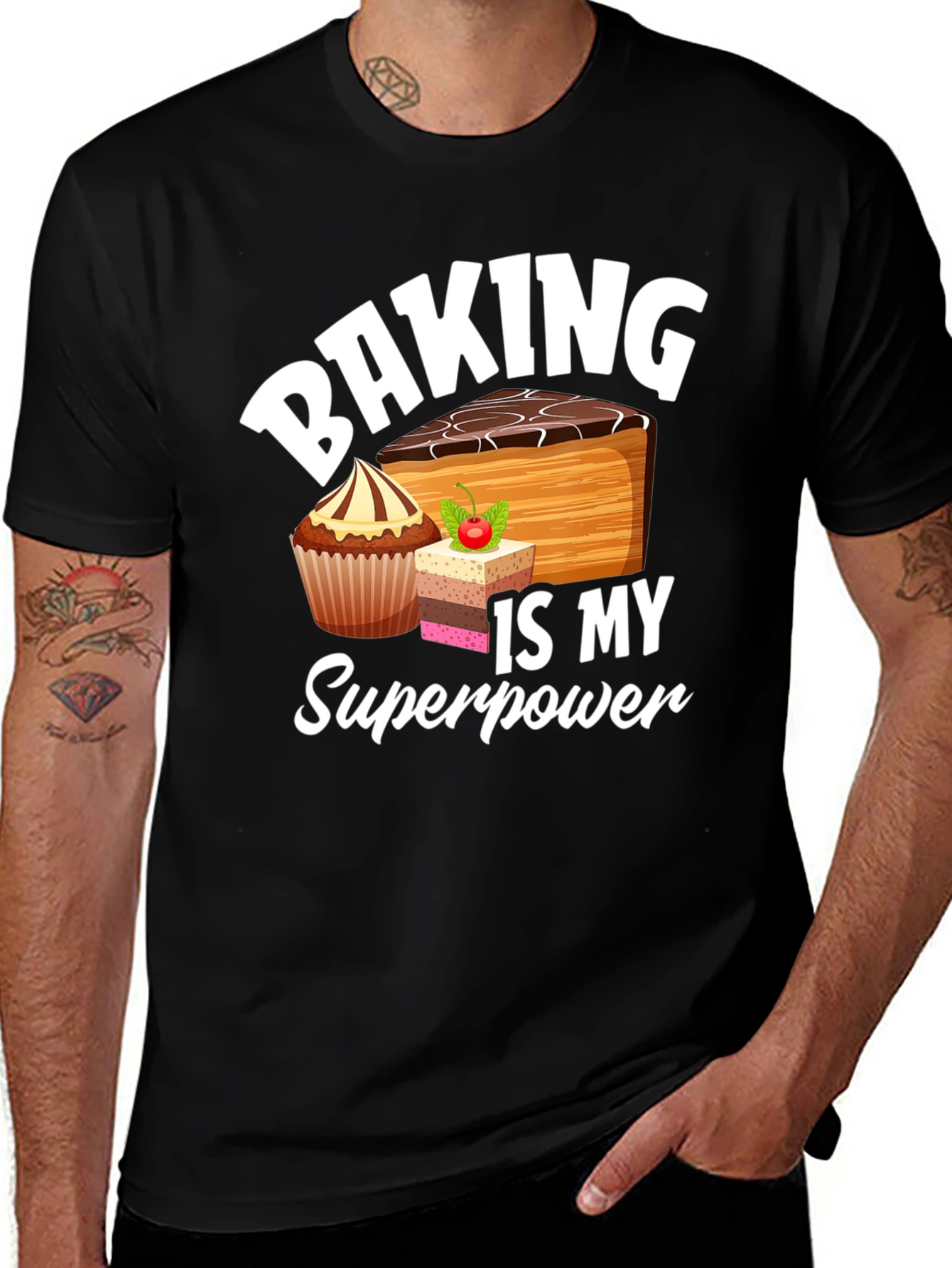 Variant 26 of Baking is My Superpower Black Graphic T-Shirt