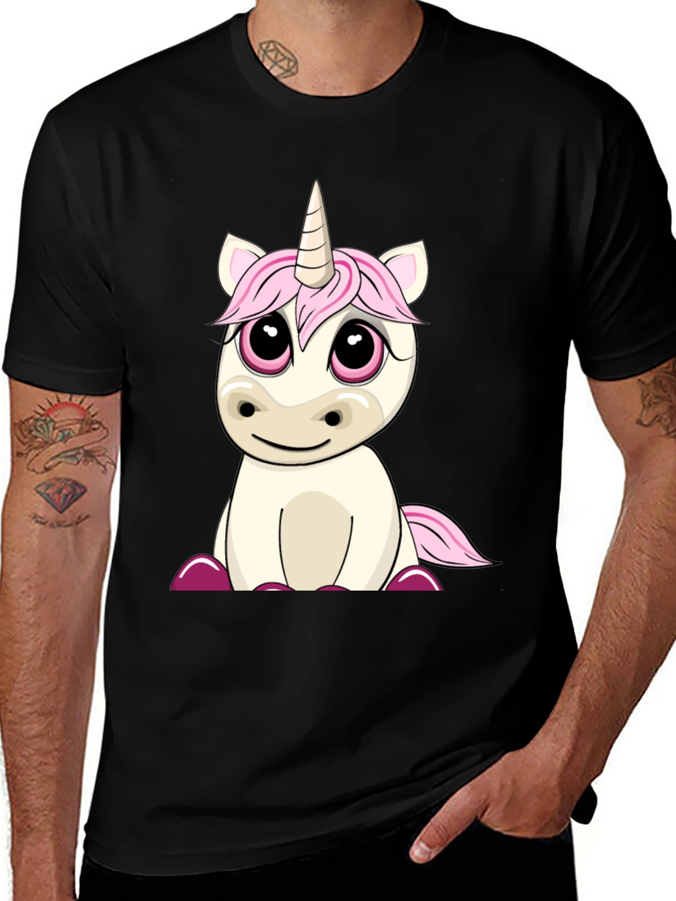 Variant 3 of Unicorn Graphic T-Shirt - Black Cotton Tee