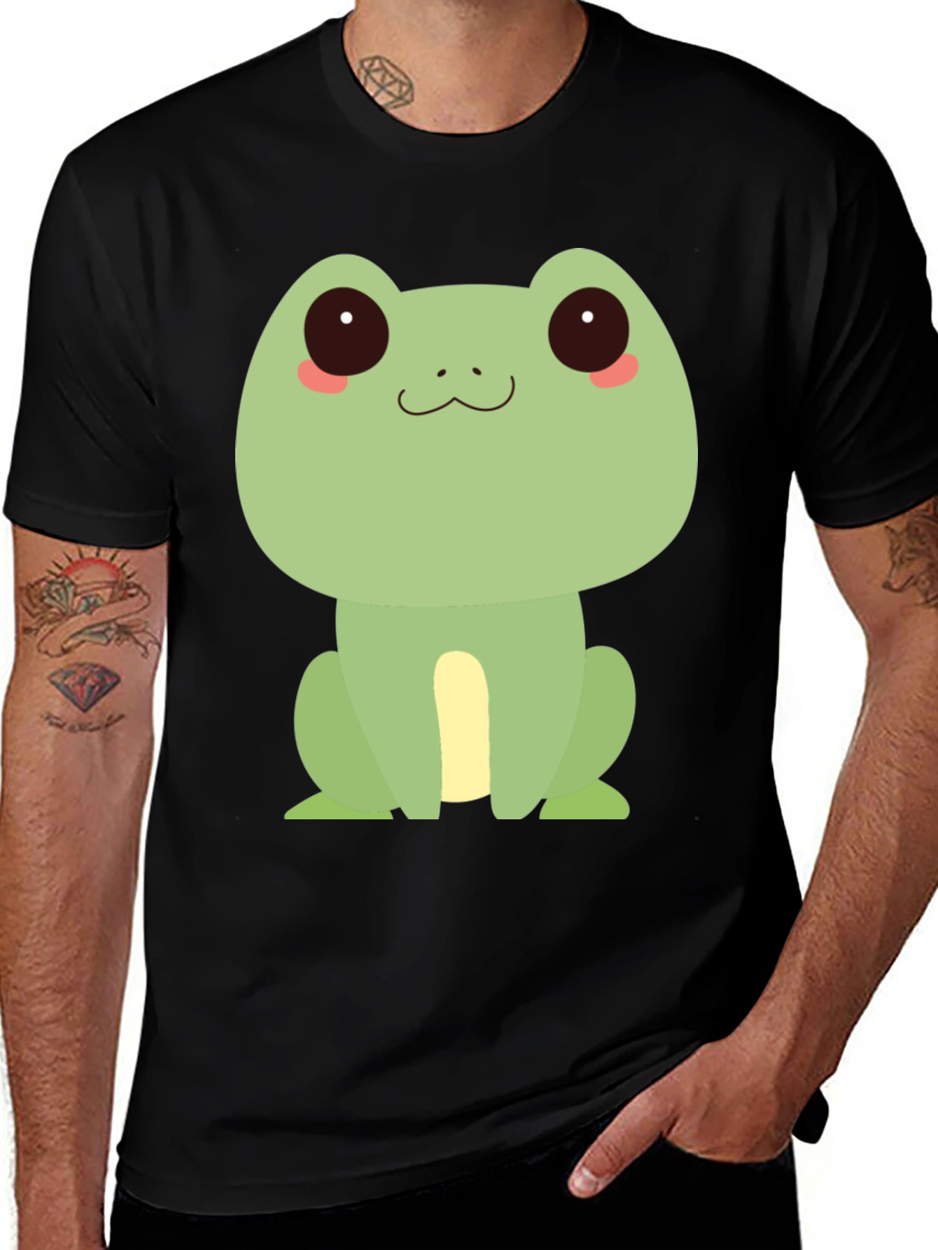 Variant 10 of Cute Frog Graphic Tee - Men's Black T-Shirt