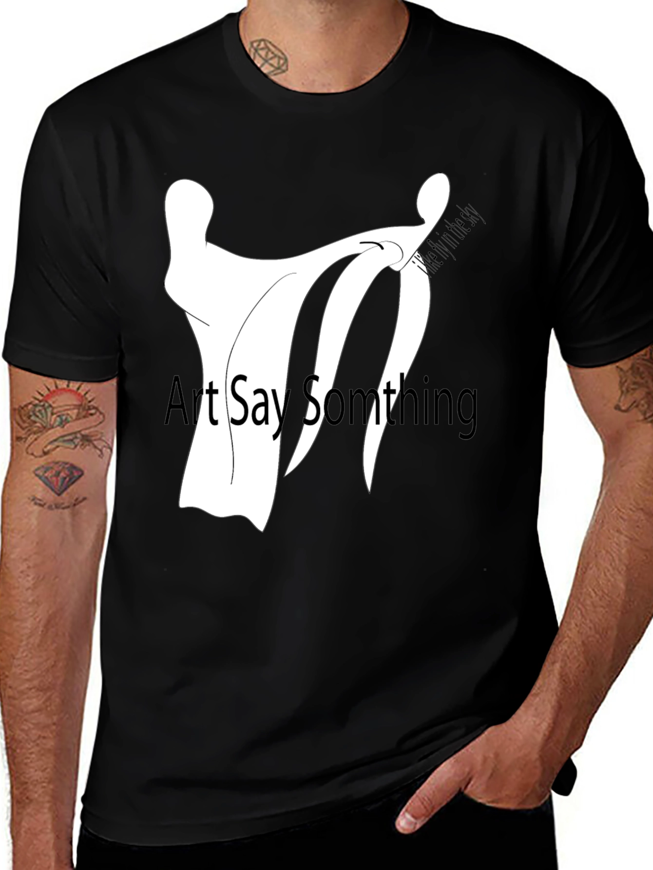 Abstract Graphic Tee - Black Cotton Blend