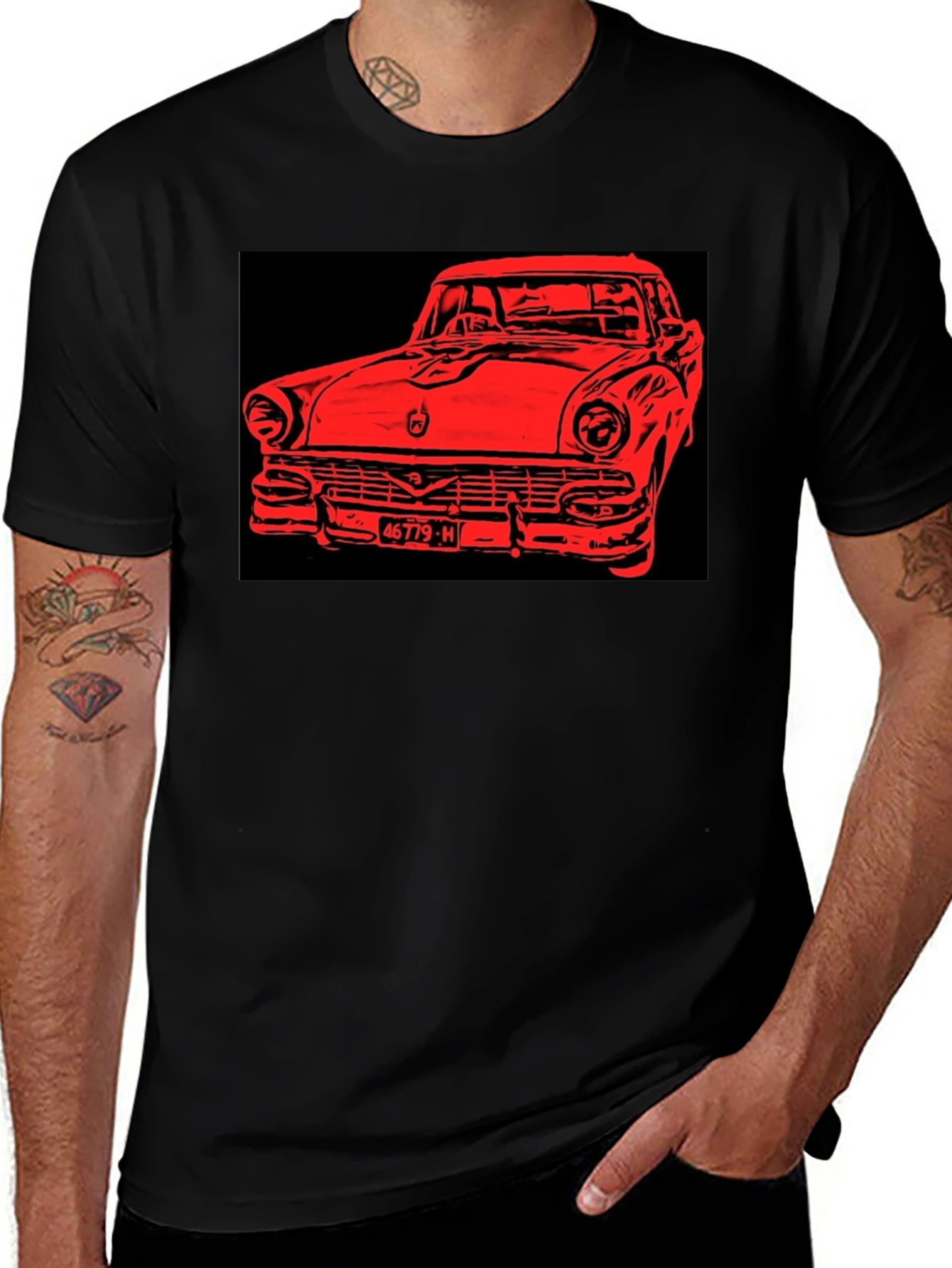 Vintage Car Graphic Black T-Shirt
