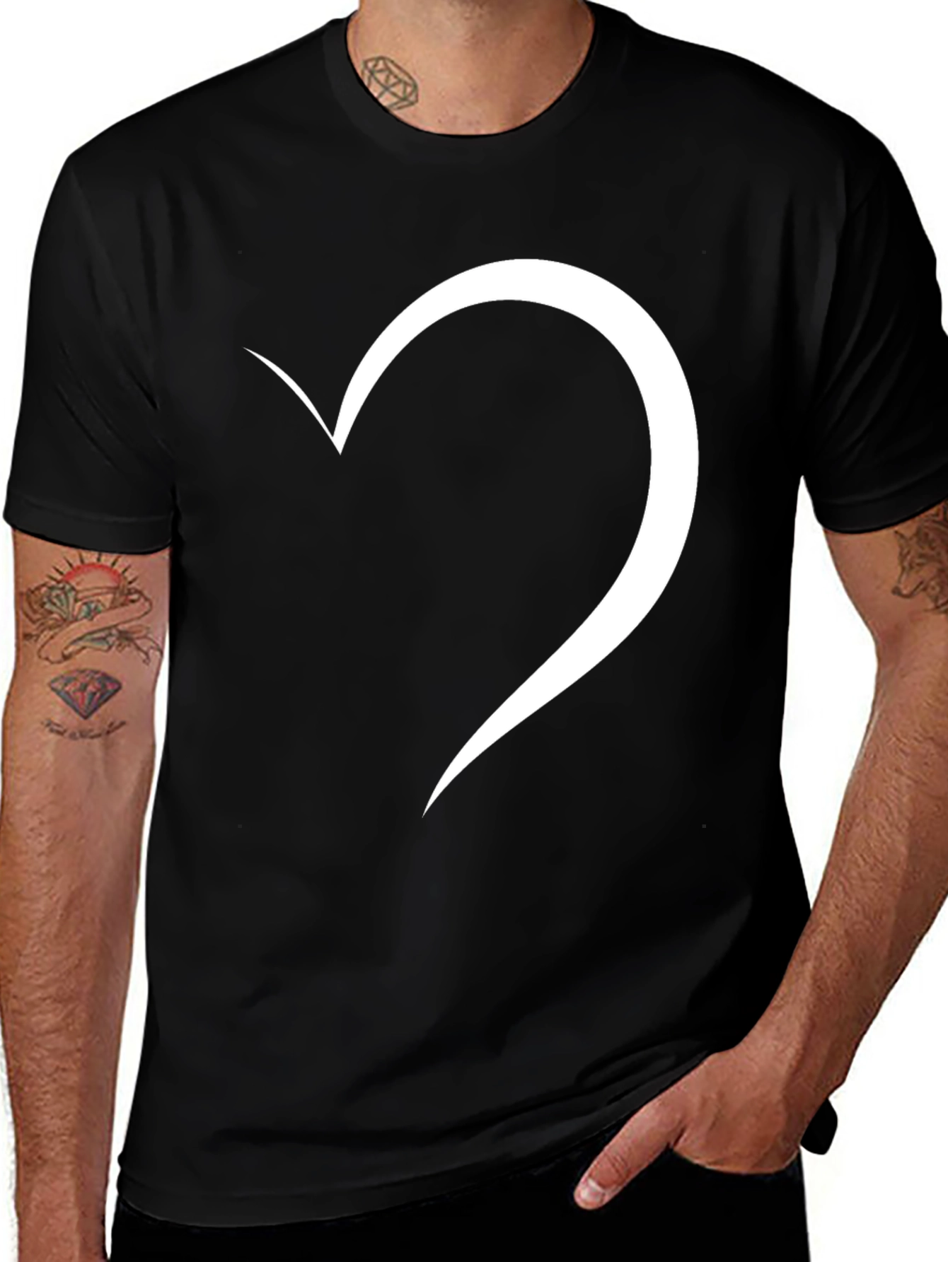 Variant 9 of Minimalist Heart Graphic Black T-Shirt