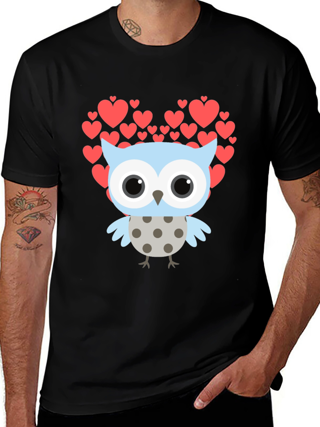 Owl Heart Graphic Tee - Stylish Valentine's Day Shirt