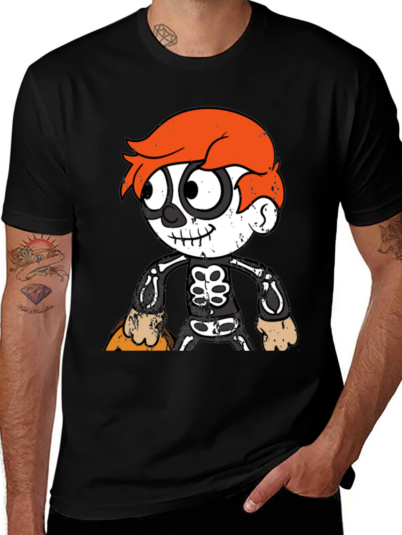 Variant 8 of Halloween Cartoon Skeleton Graphic T-Shirt