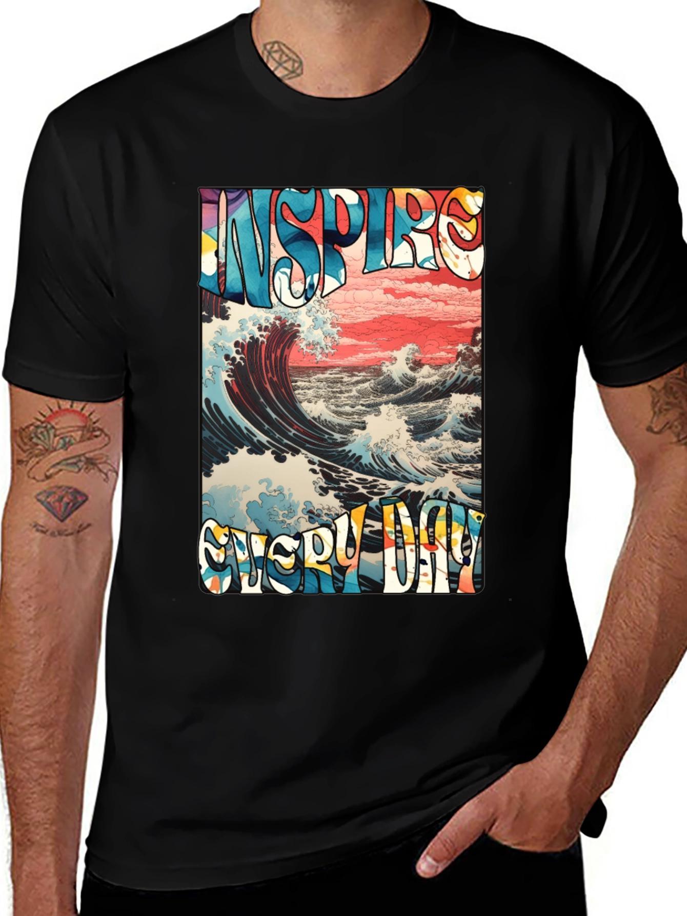 Variant 21 of Inspire Every Day Graphic T-Shirt - Ocean Wave Design