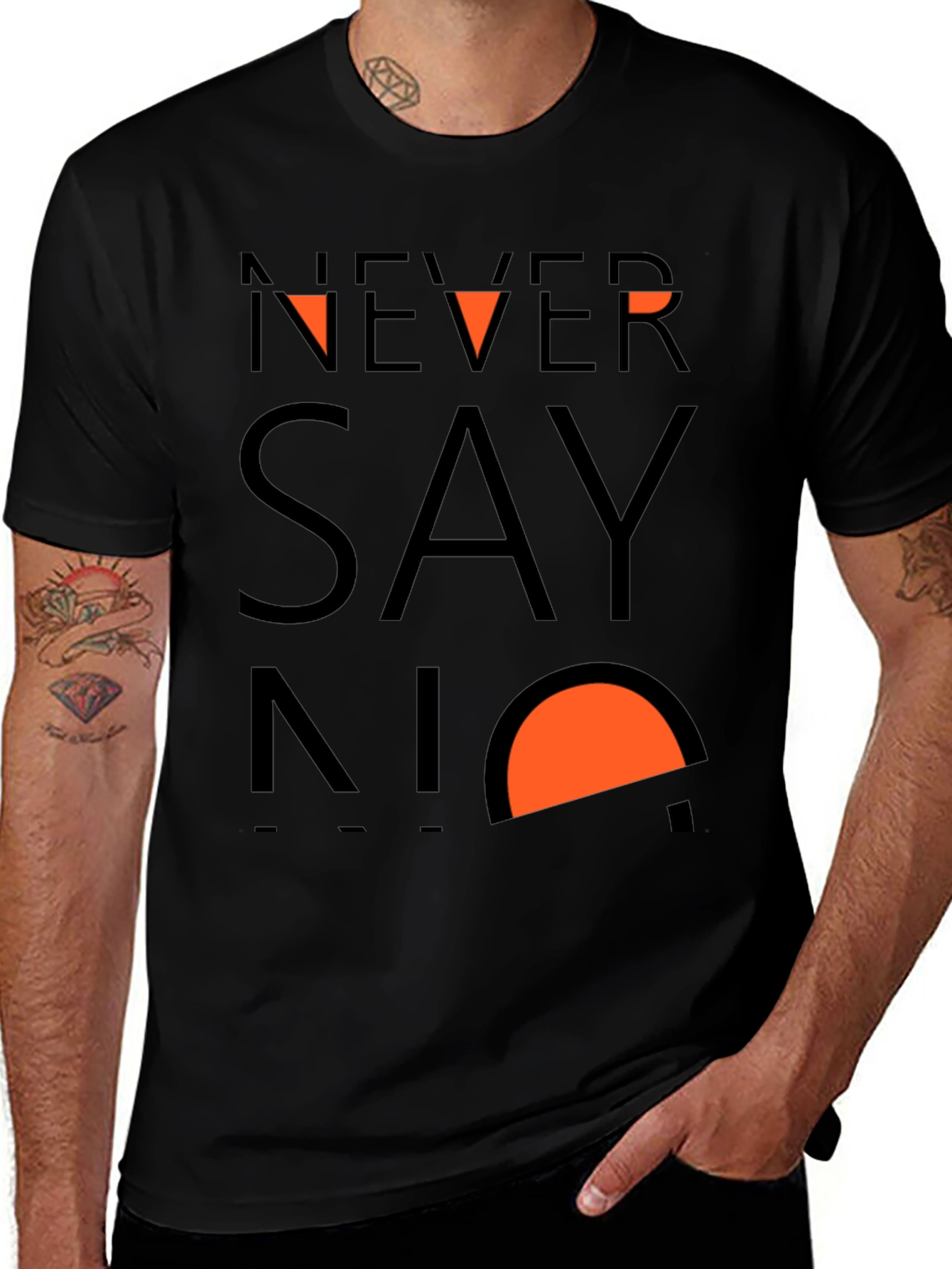 Variant 18 of Never Say No Graphic Tee - Soft Black Cotton T-Shirt