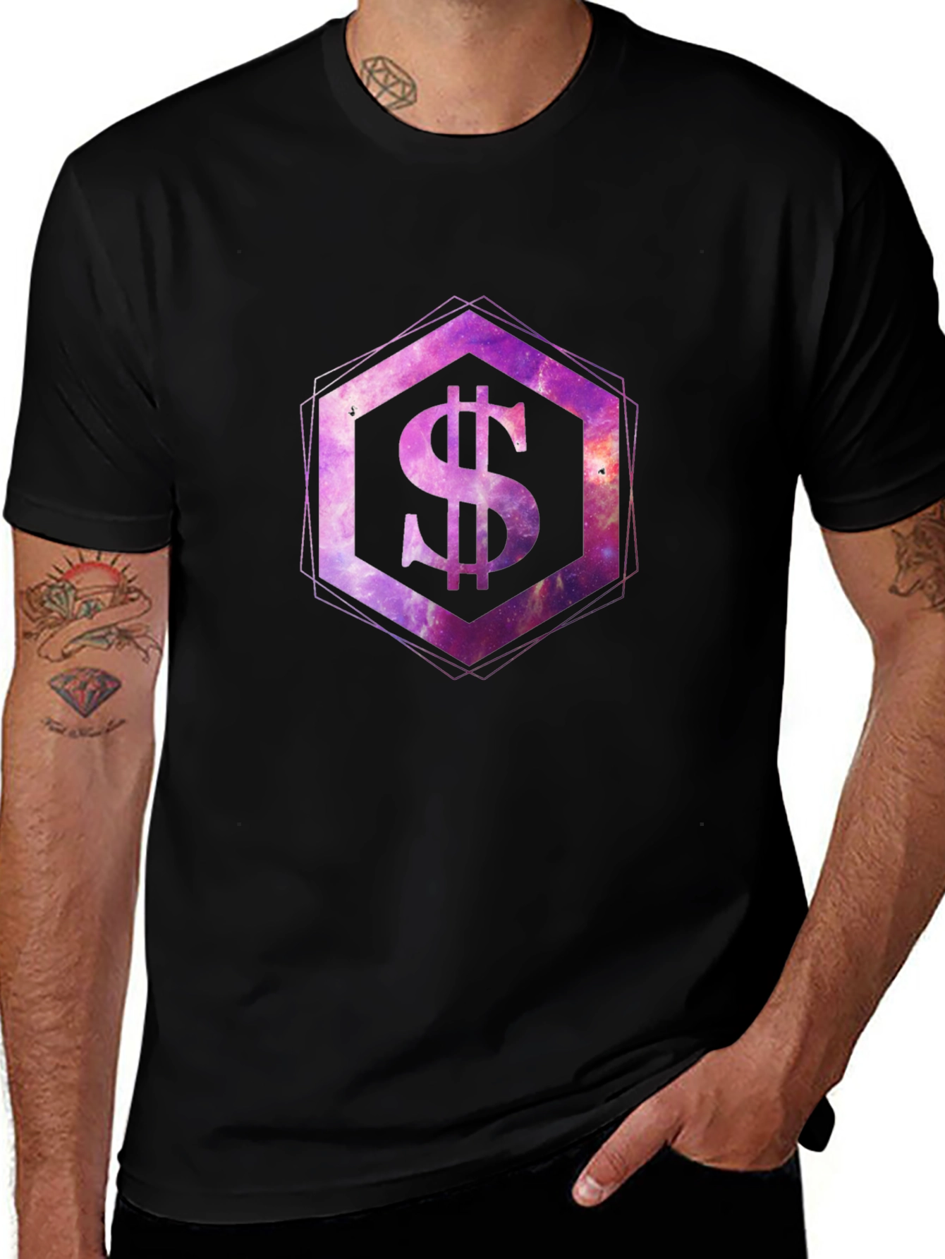 Variant 19 of Cosmic Dollar Sign Graphic Tee - Black