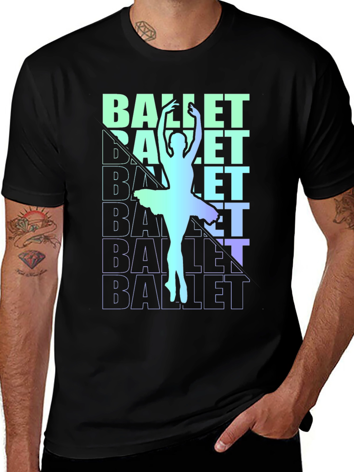 Ballet Dancer Graphic Tee - Stylish Men's Black T-Shirt