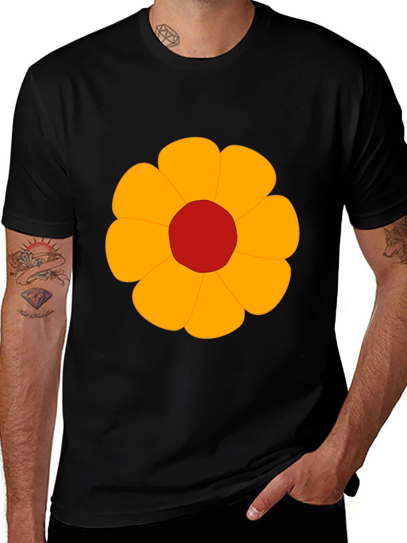 Variant 6 of Black T-Shirt with Bold Flower Graphic