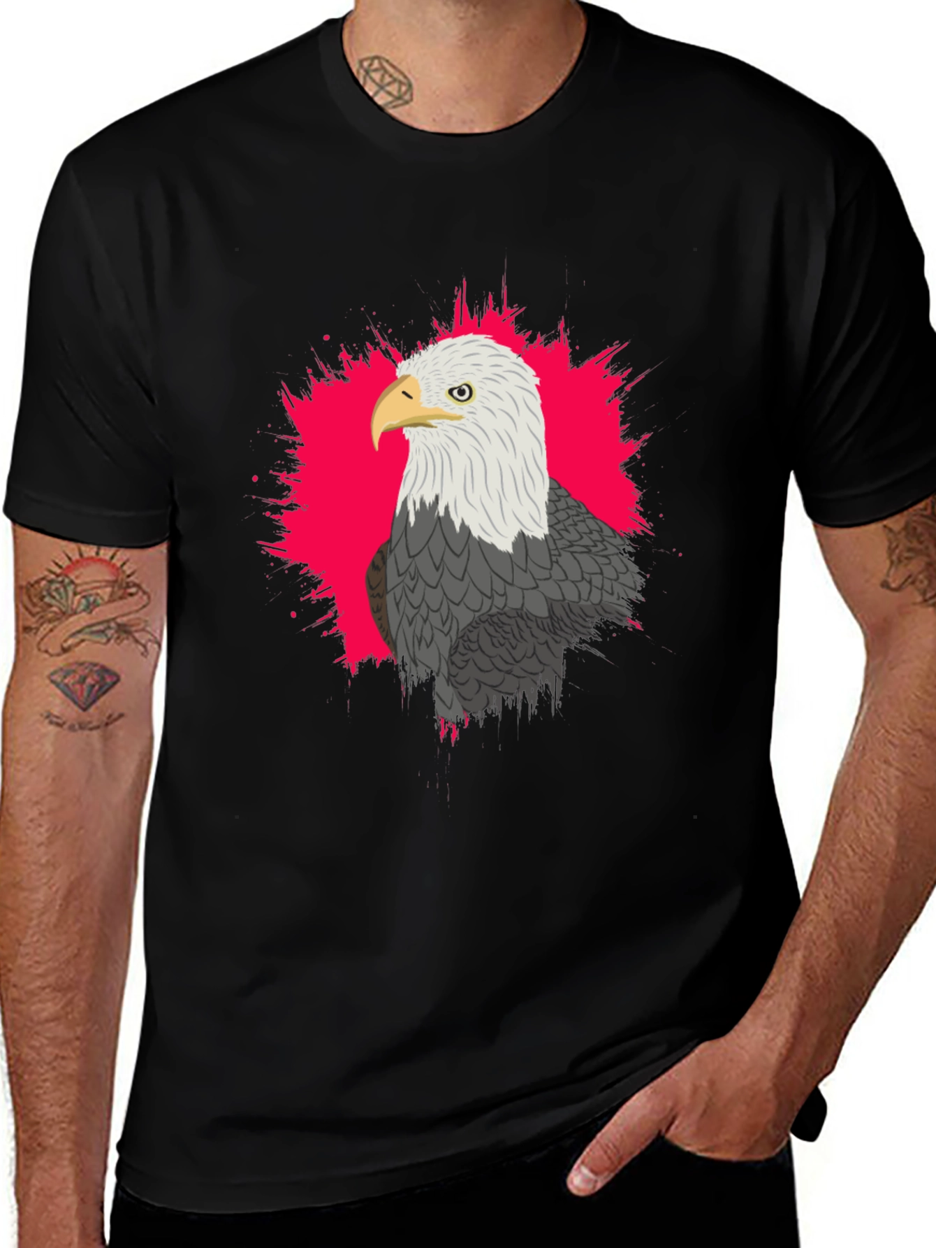 Variant 2 of Eagle Graphic Tee - Black Cotton Blend