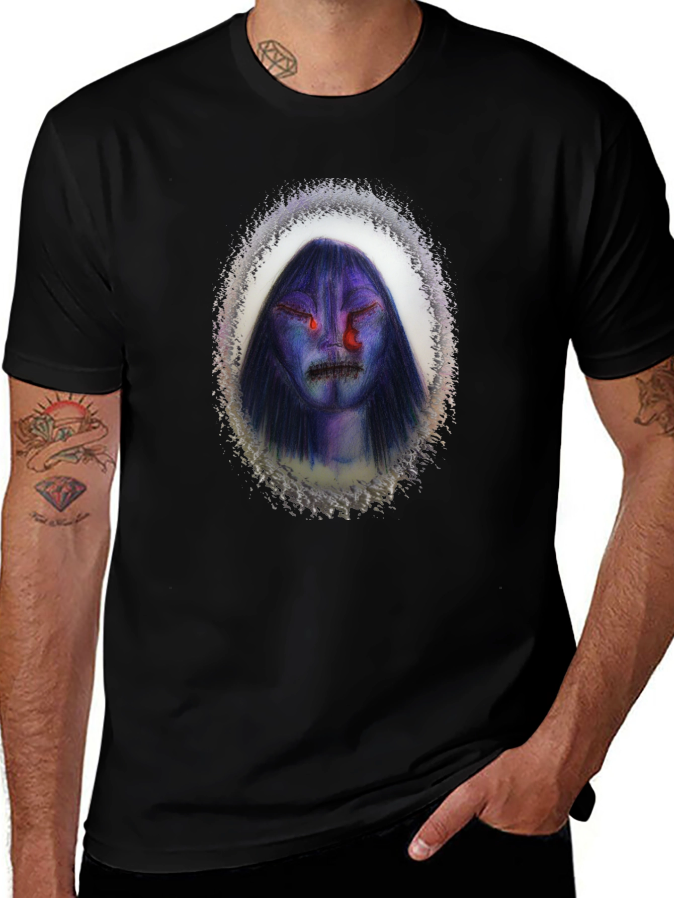 Variant 22 of Eerie Portrait Tee - Dark Art T-Shirt