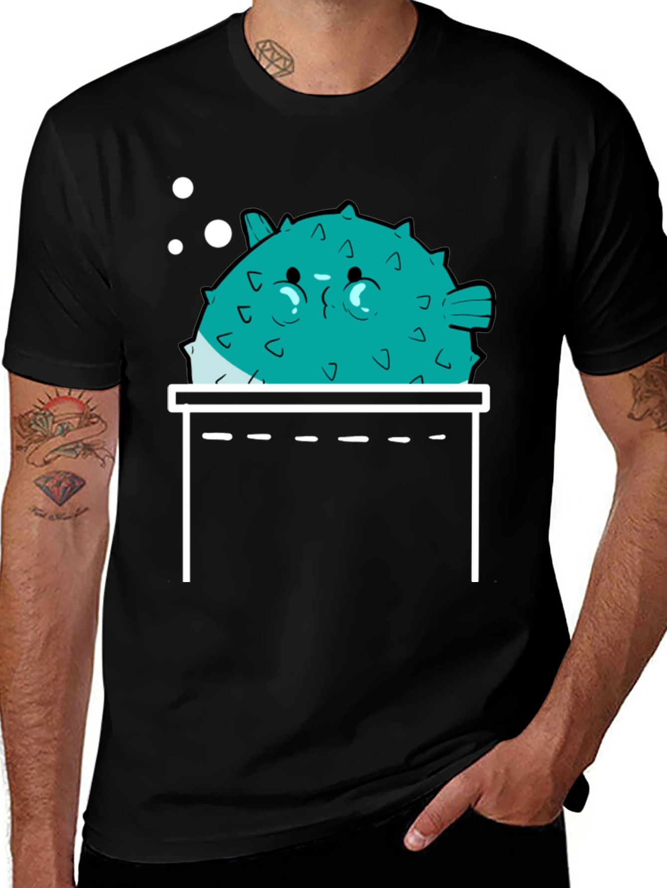 Puffer Fish Pocket Print T-Shirt - Men's Graphic Tee