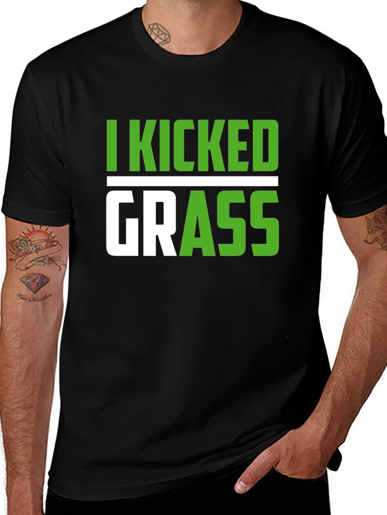 Black I Kicked Grass T-Shirt Funny Sarcastic Novelty Tee main image