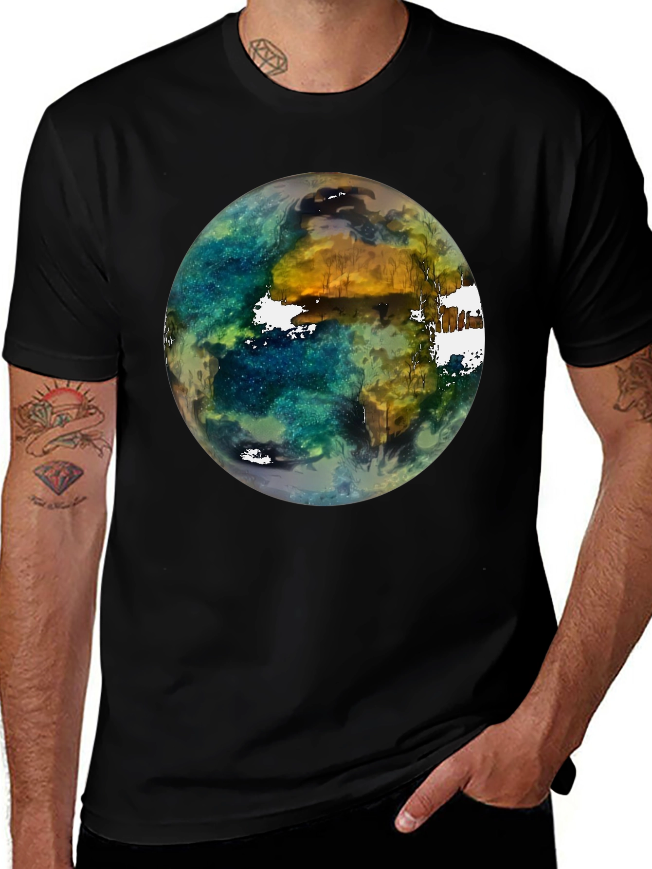 Variant 27 of Earth Art Print Black T-Shirt