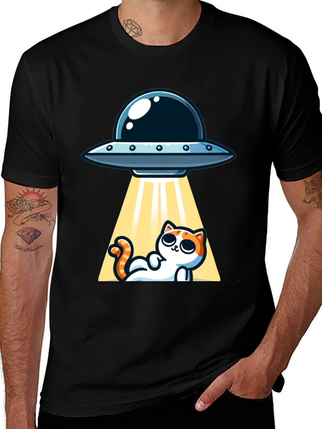 Variant 9 of UFO Abduction Funny Cat Graphic T-Shirt