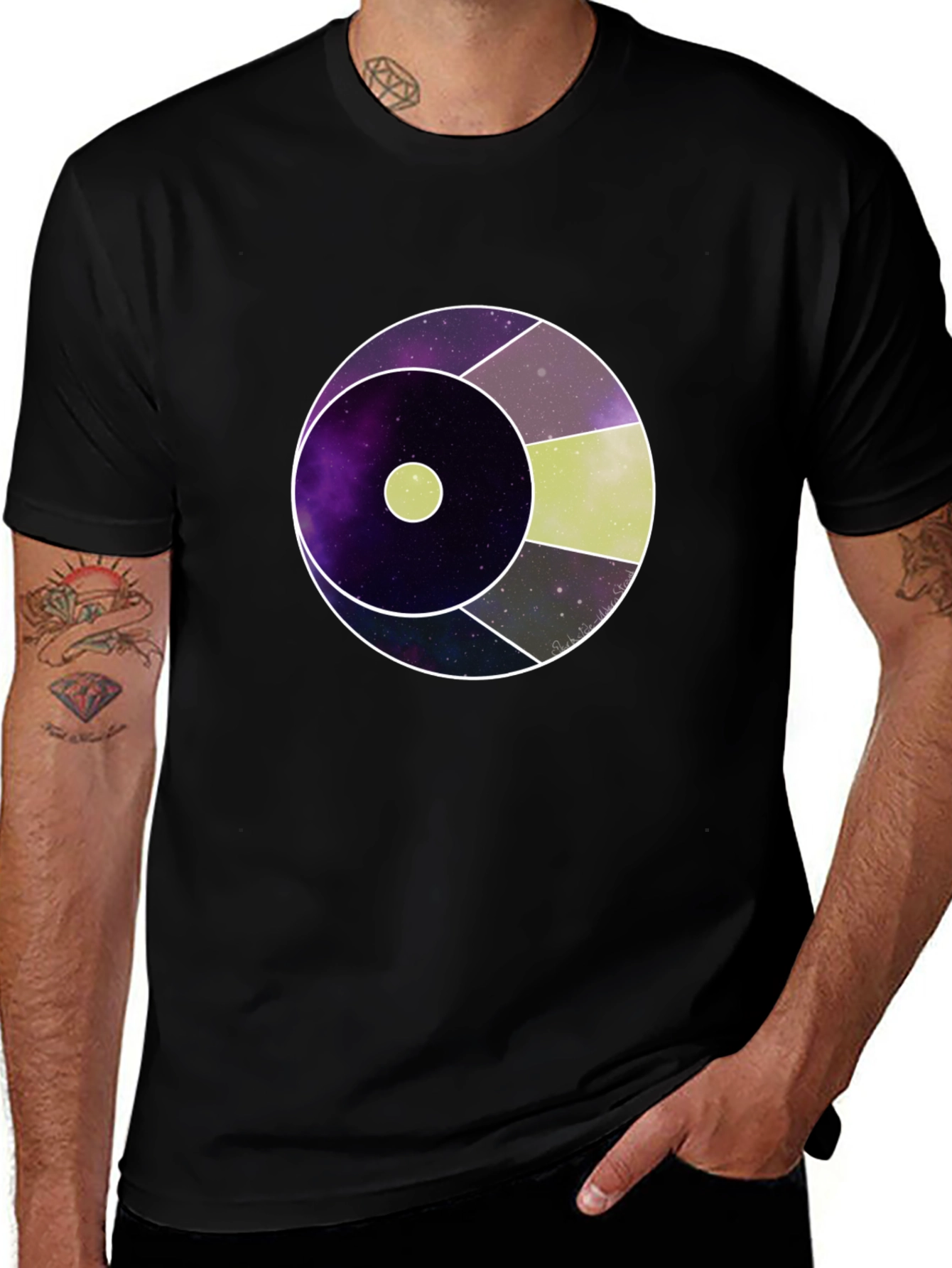 Variant 14 of Galaxy Eye Graphic Print Black T-Shirt
