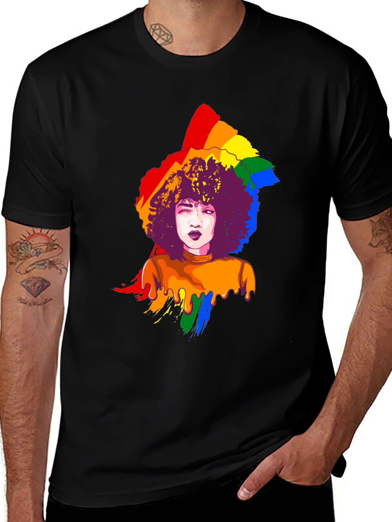 Variant 29 of Rainbow Afro Graphic Tee - Pride Month T-Shirt