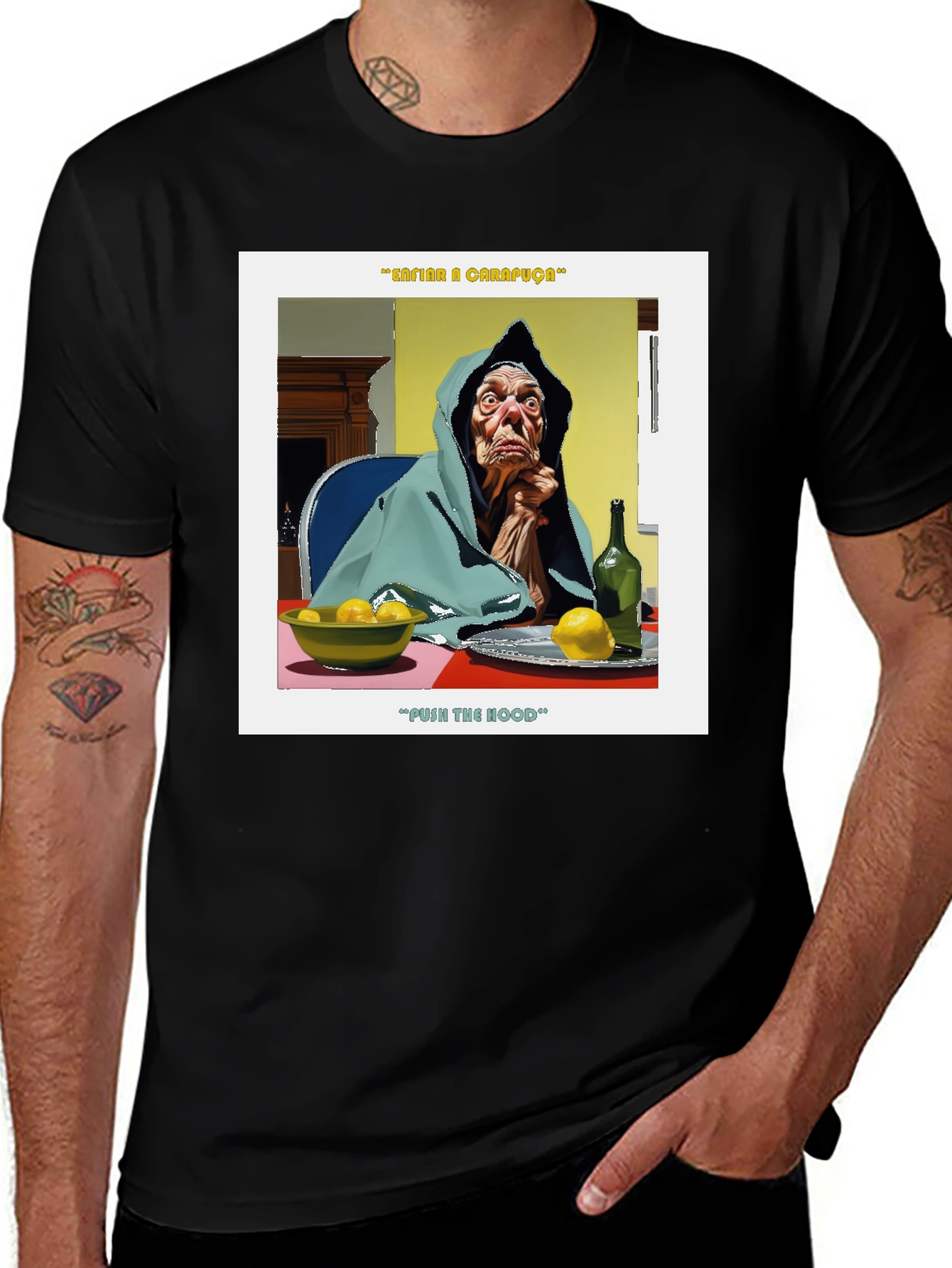 Variant 8 of Unique Graphic Tee - "Push the Hood" Art Shirt