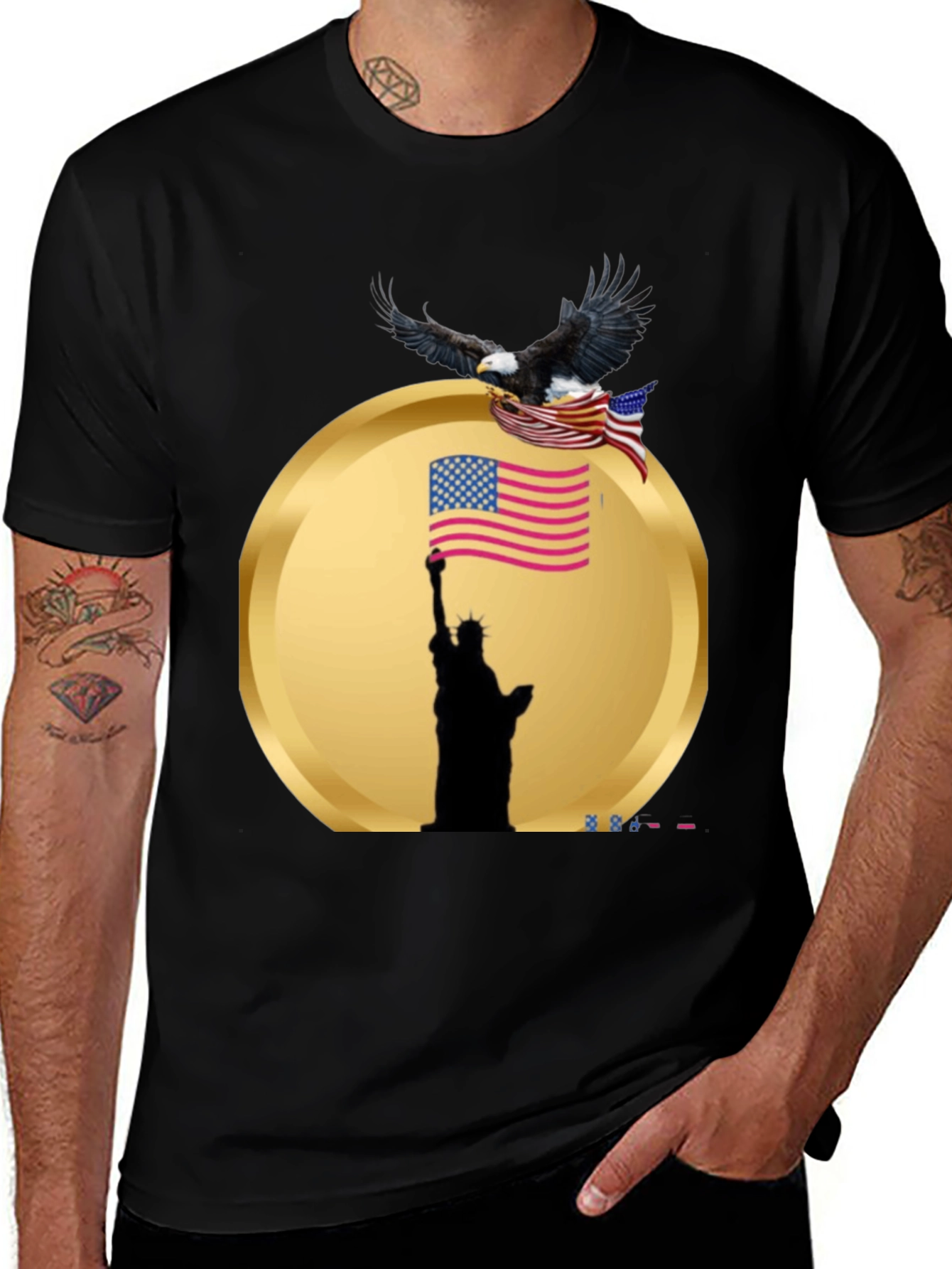 Variant 17 of American Pride Black T-Shirt - Liberty & Eagle
