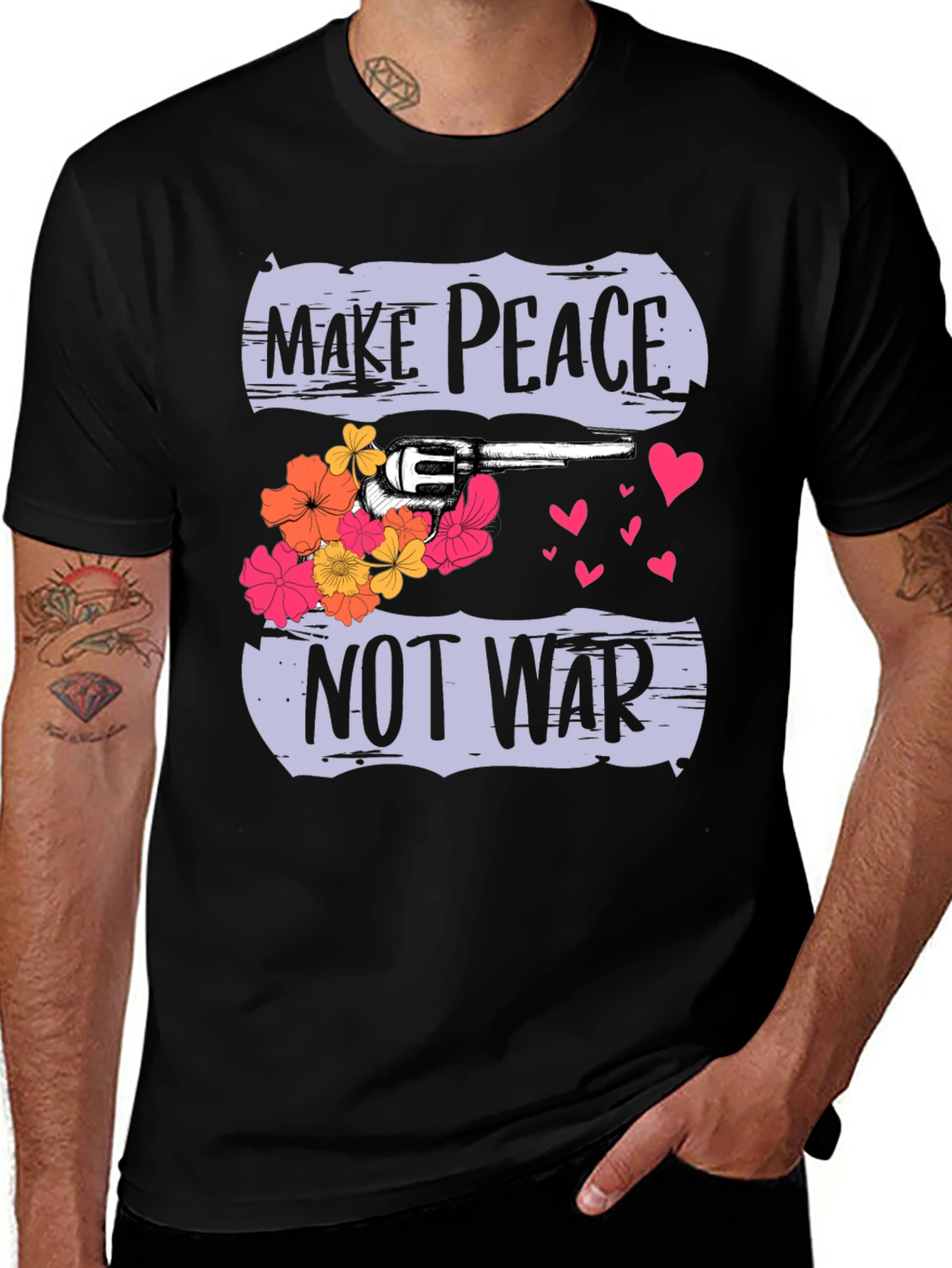 Variant 21 of Make Peace Not War Graphic T-Shirt - Peace Activism Tee