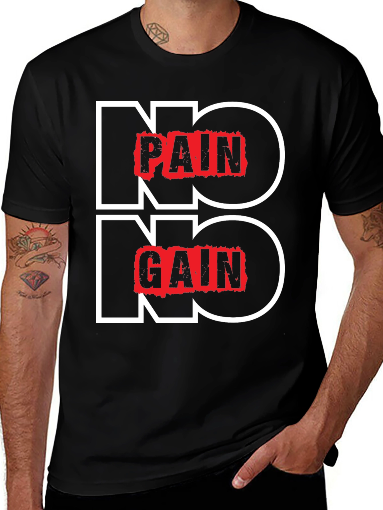 Black No Pain No Gain Graphic Tee main image