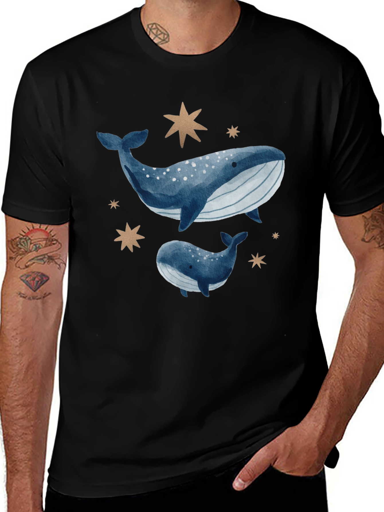 Variant 30 of Whale & Star Graphic Tee - Black Cotton Comfort