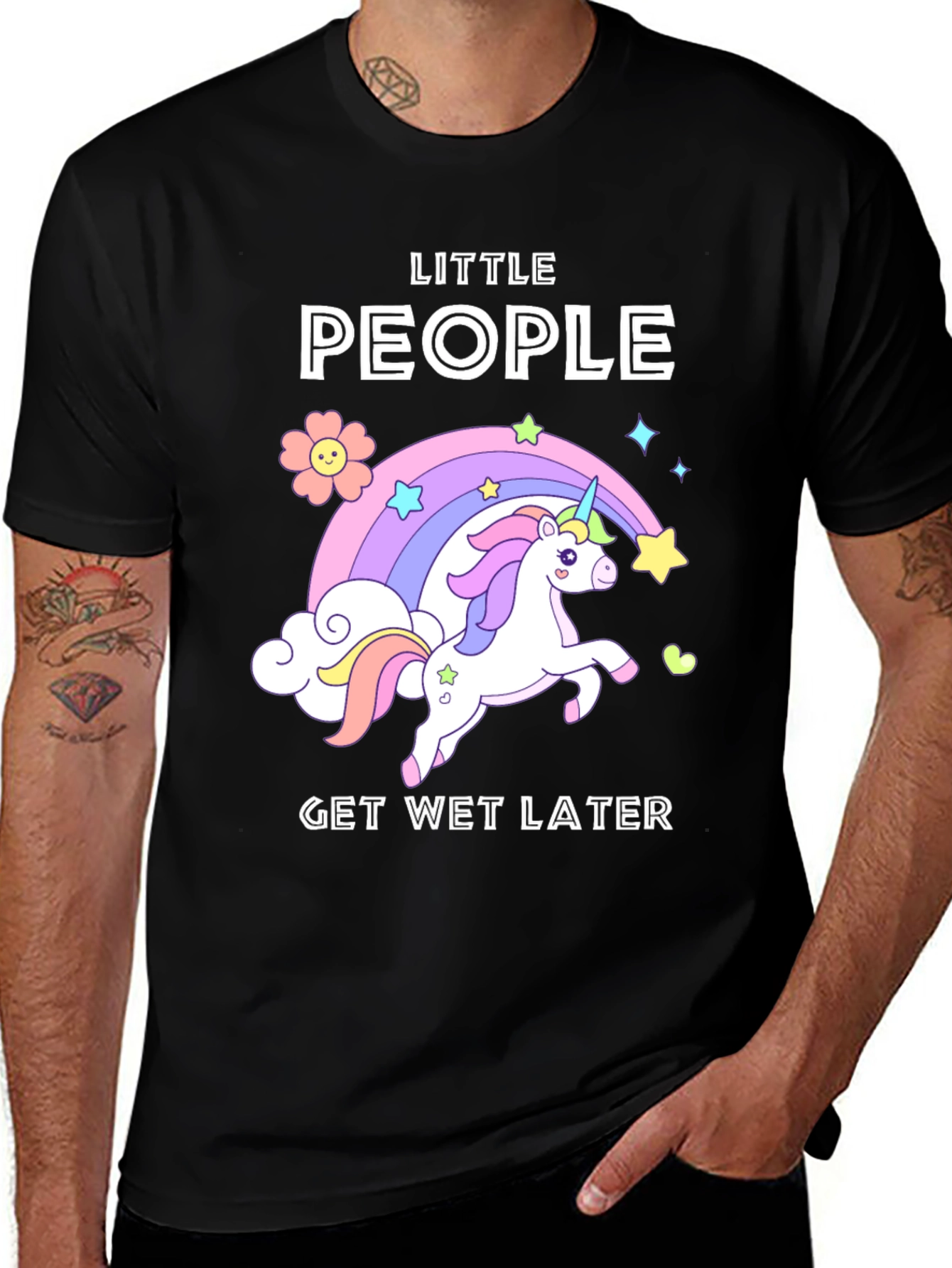Variant 14 of Little People Get Wet Later Unicorn Graphic Tee