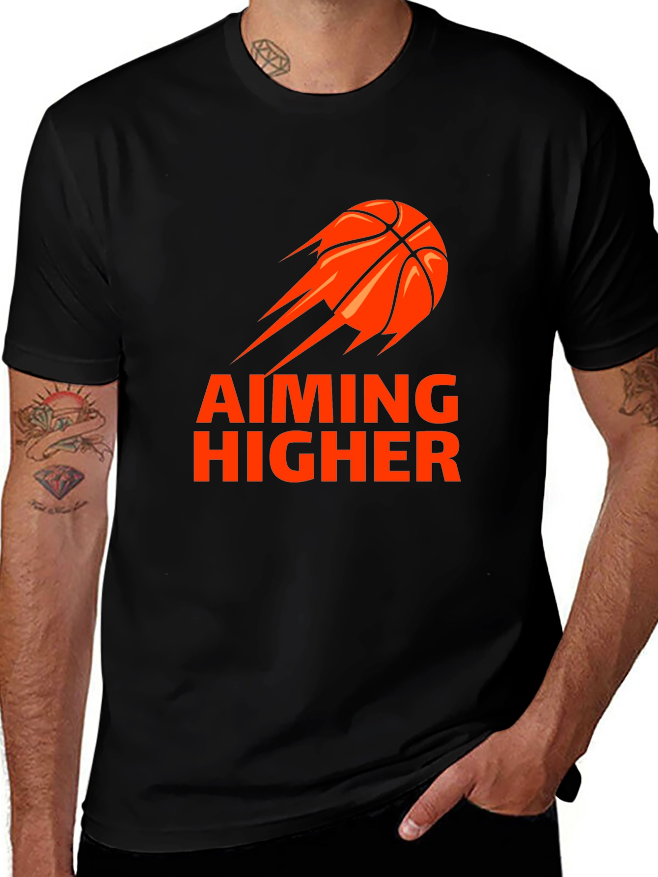 Variant 15 of Aiming Higher Basketball Graphic Tee - Black