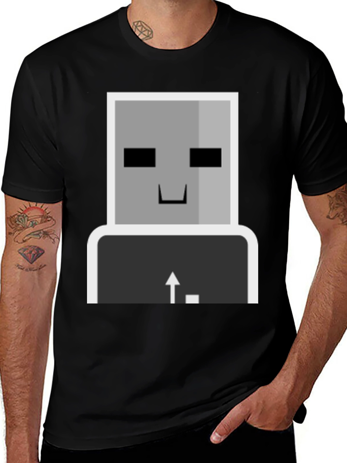 Geeky Robot T-Shirt - Keyboard Enter Design