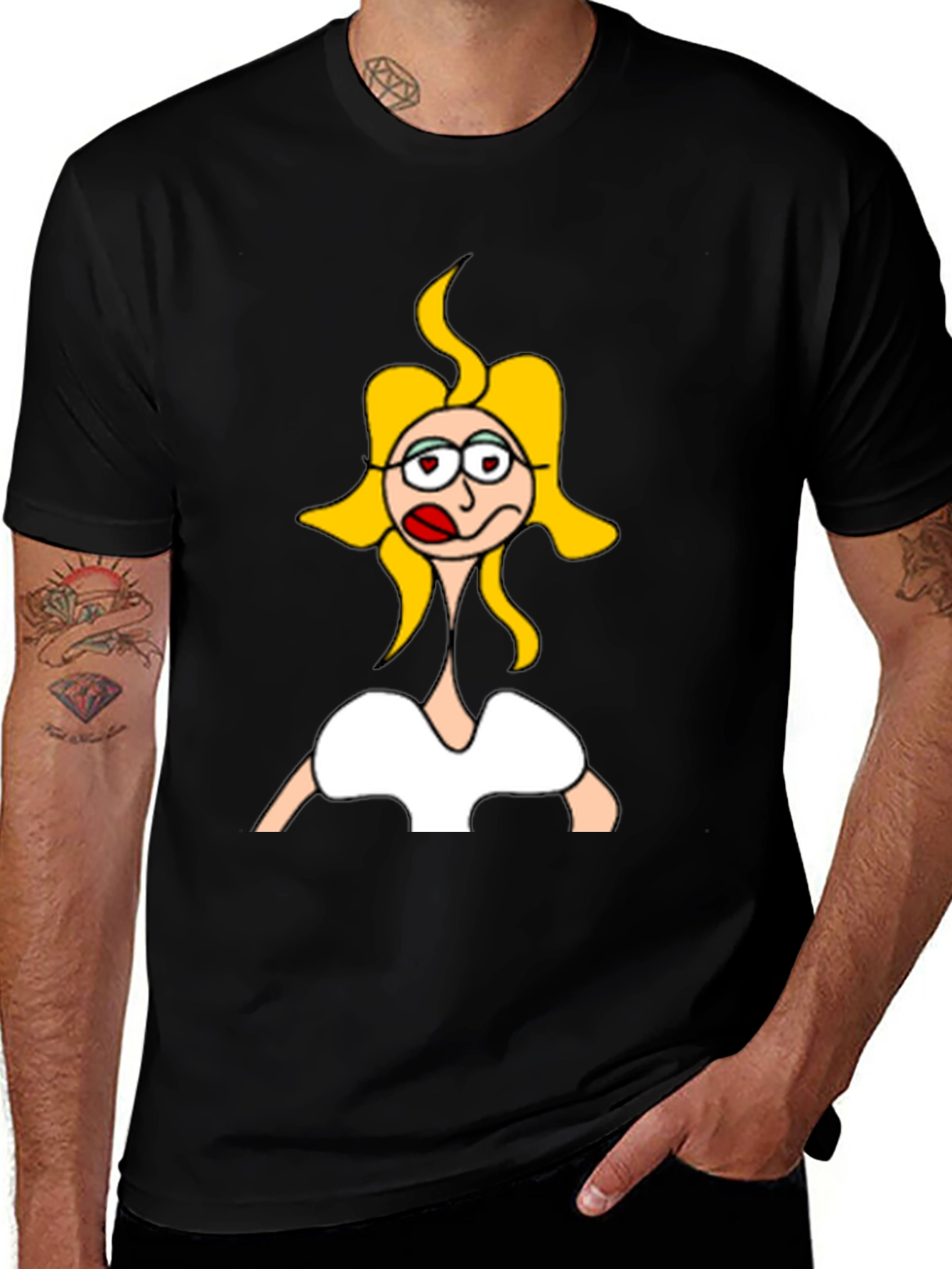 Variant 16 of Funny Cartoon Girl Black T-Shirt