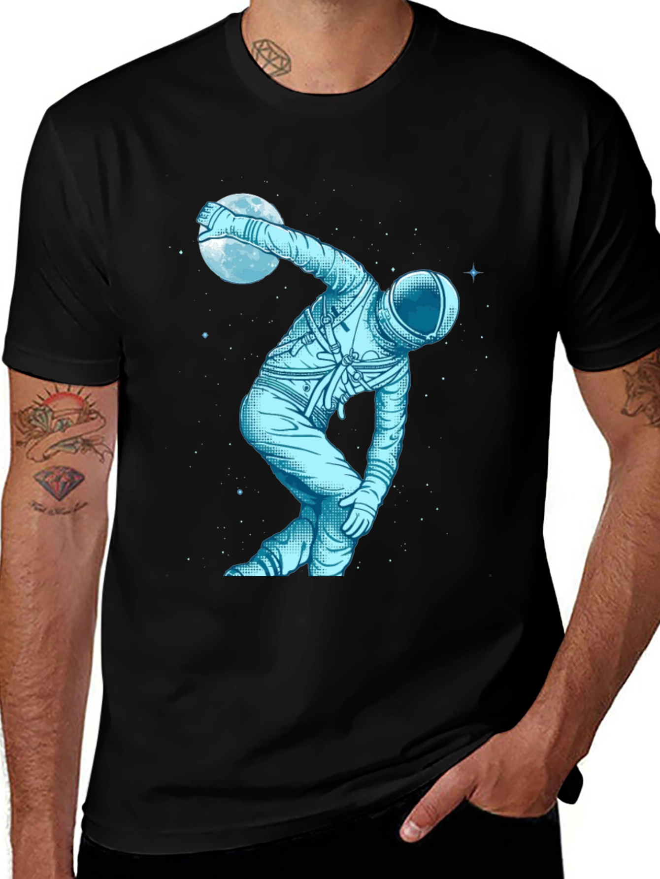 Variant 2 of Astronaut Moon Bowling Graphic Tee