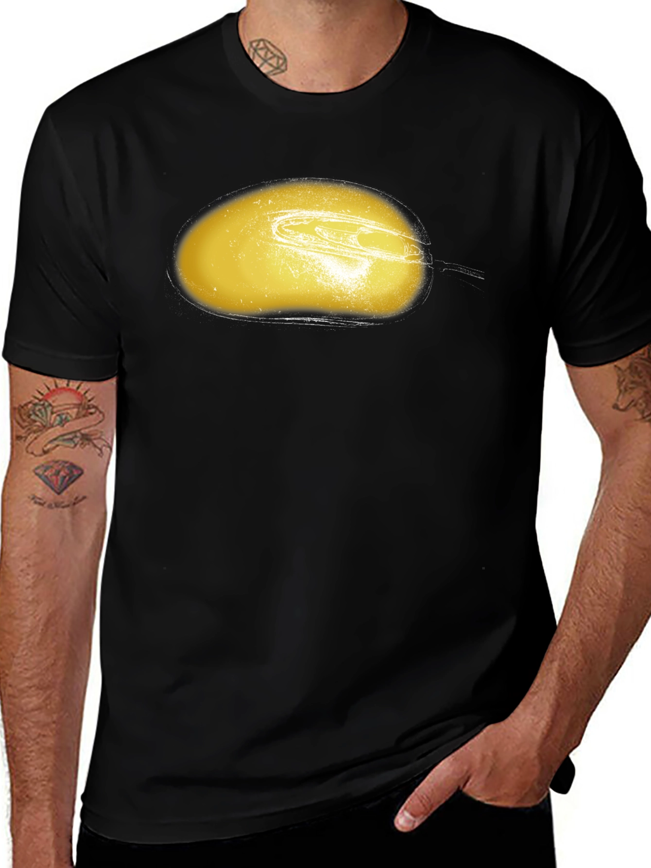 Variant 5 of Abstract Yellow Mouse Graphic Tee - Black