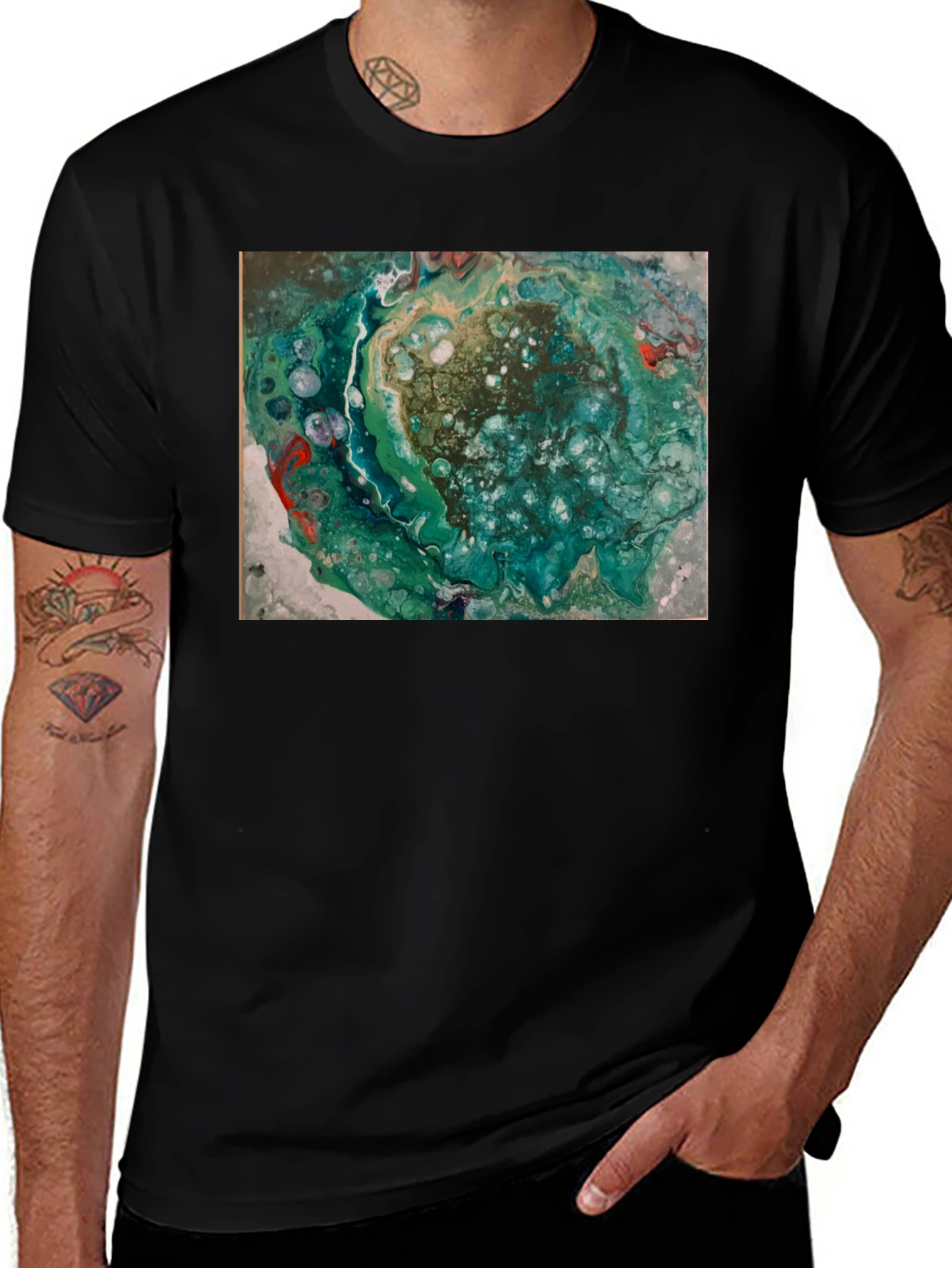 Variant 3 of Abstract Swirl Graphic Print Black T-Shirt