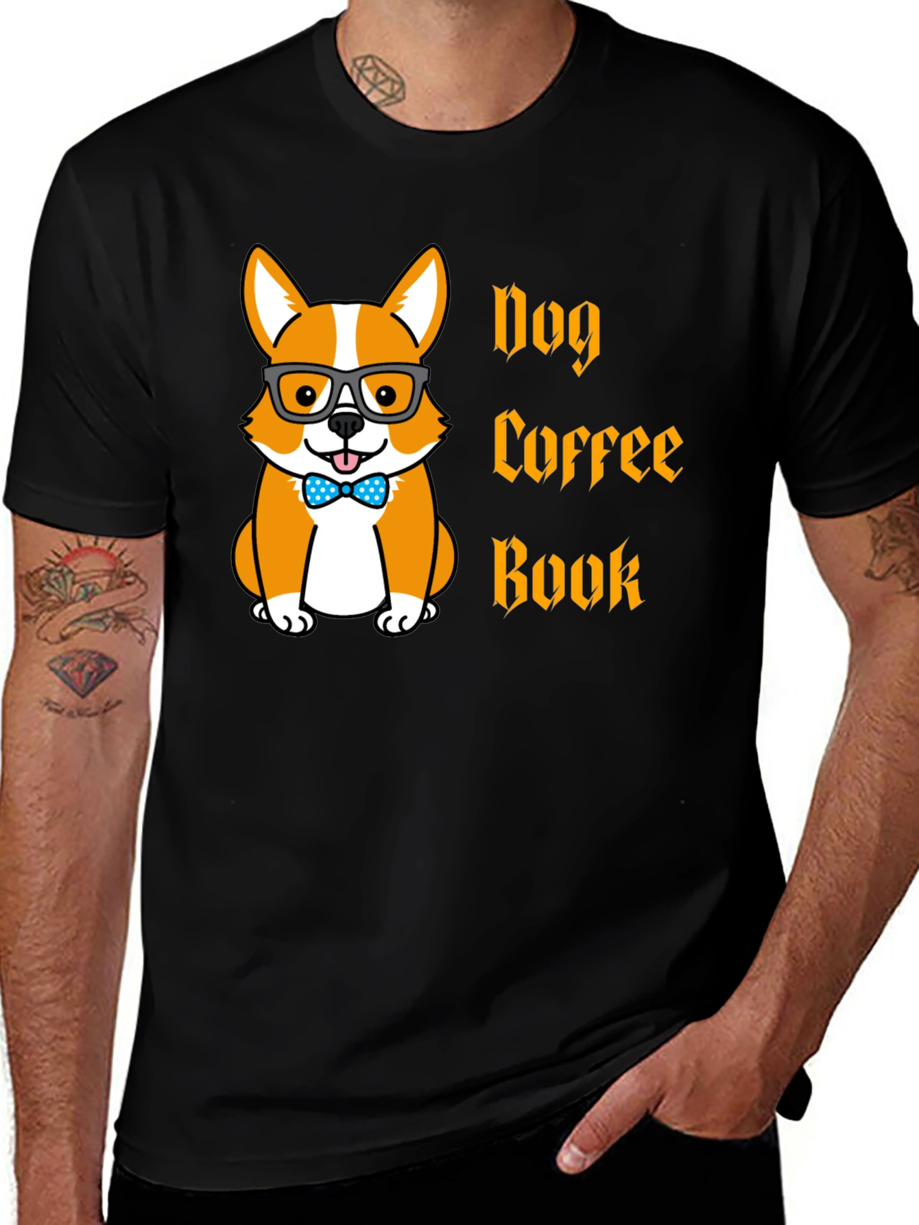 Variant 5 of Dog Coffee Book T-Shirt, Corgi Tee
