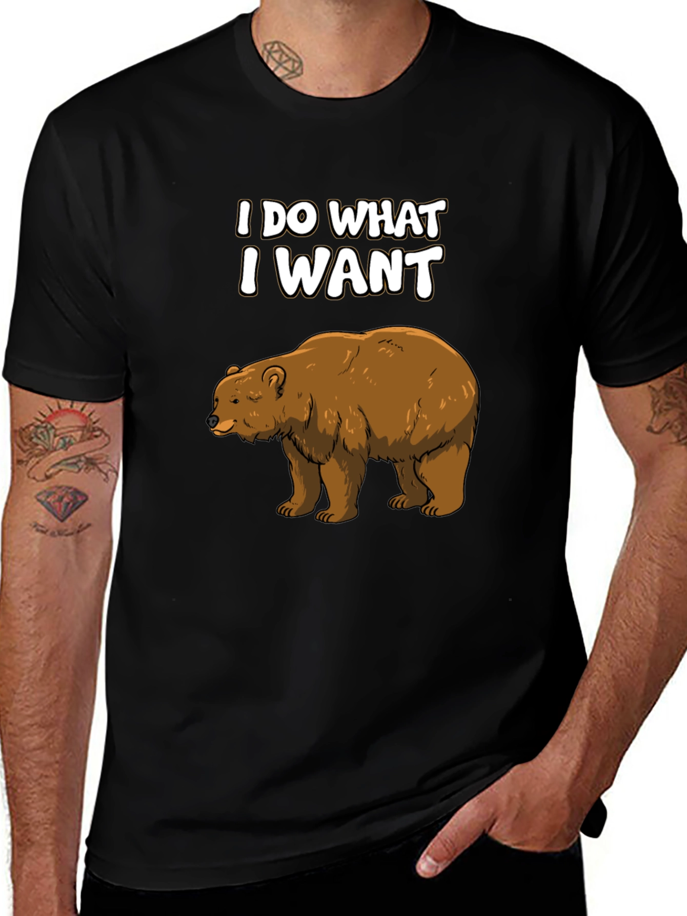 Variant 30 of I Do What I Want Bear T-Shirt Funny Animal Tee