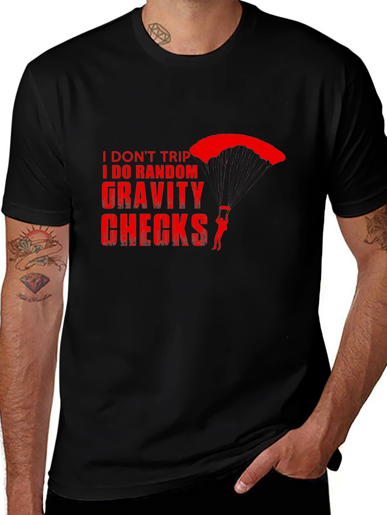 Variant 18 of Gravity Checks Skydiver T-Shirt - Funny Skydiving Tee